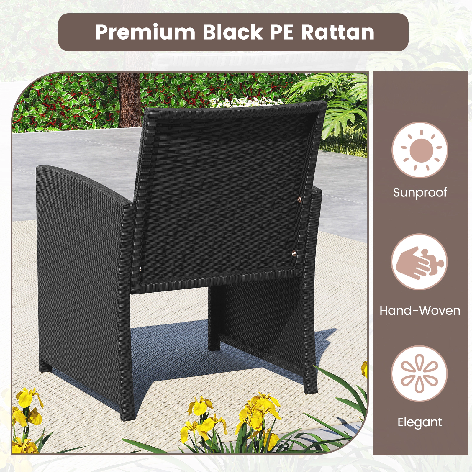 SUGIFT 4-Piece Rattan Patio Conversation Set Tempered Glass Tabletop 400/800-lb Capacity Turquoise Cushions White/Black
