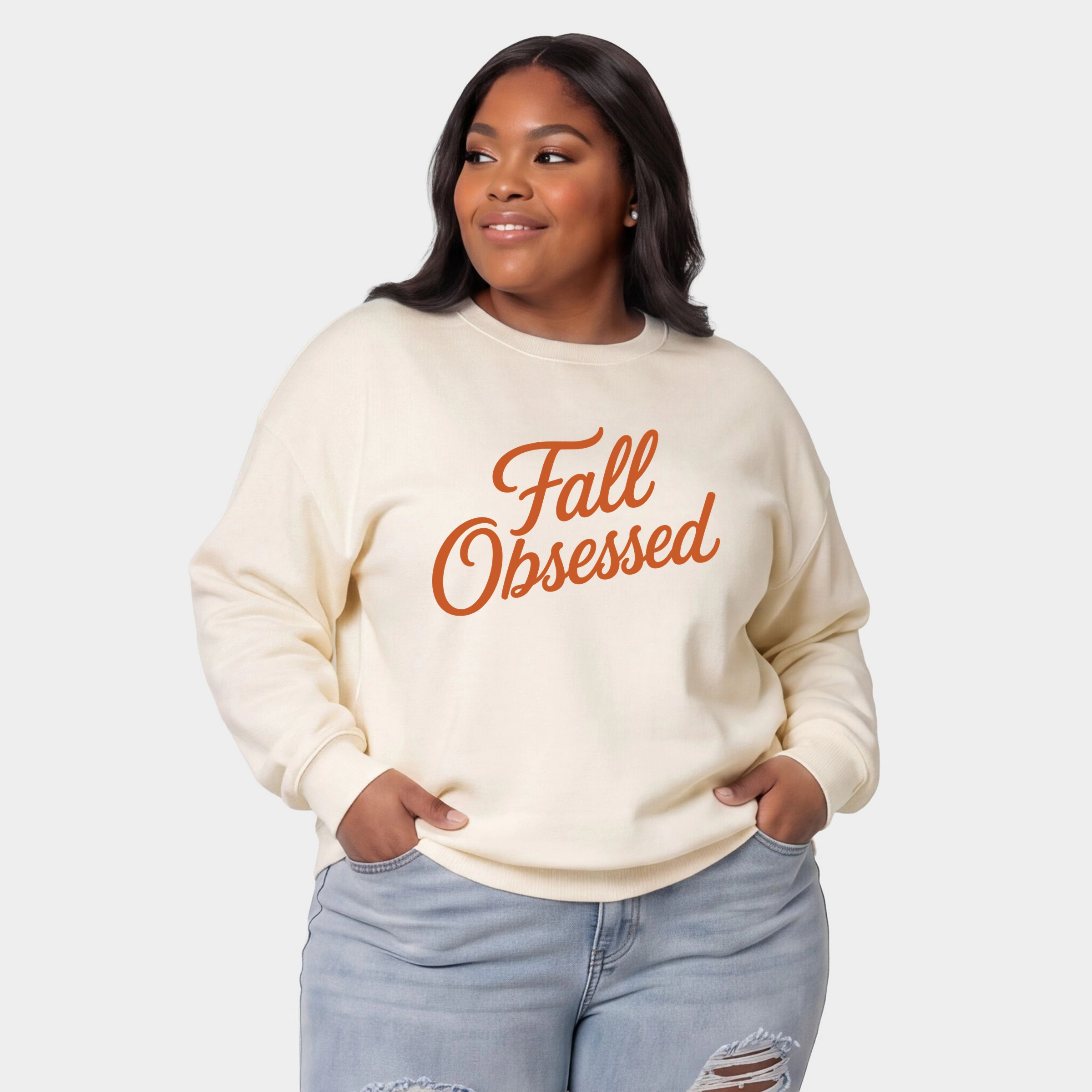 Simply Sage Market - Women's Plus Sweatshirt Fall Obsessed Cursive