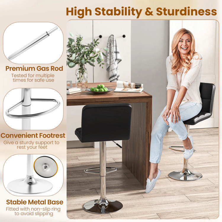 Hivvago Set of 2 Contemporary Bar Stools with Backrest Sturdy Metal Frame and Footrest