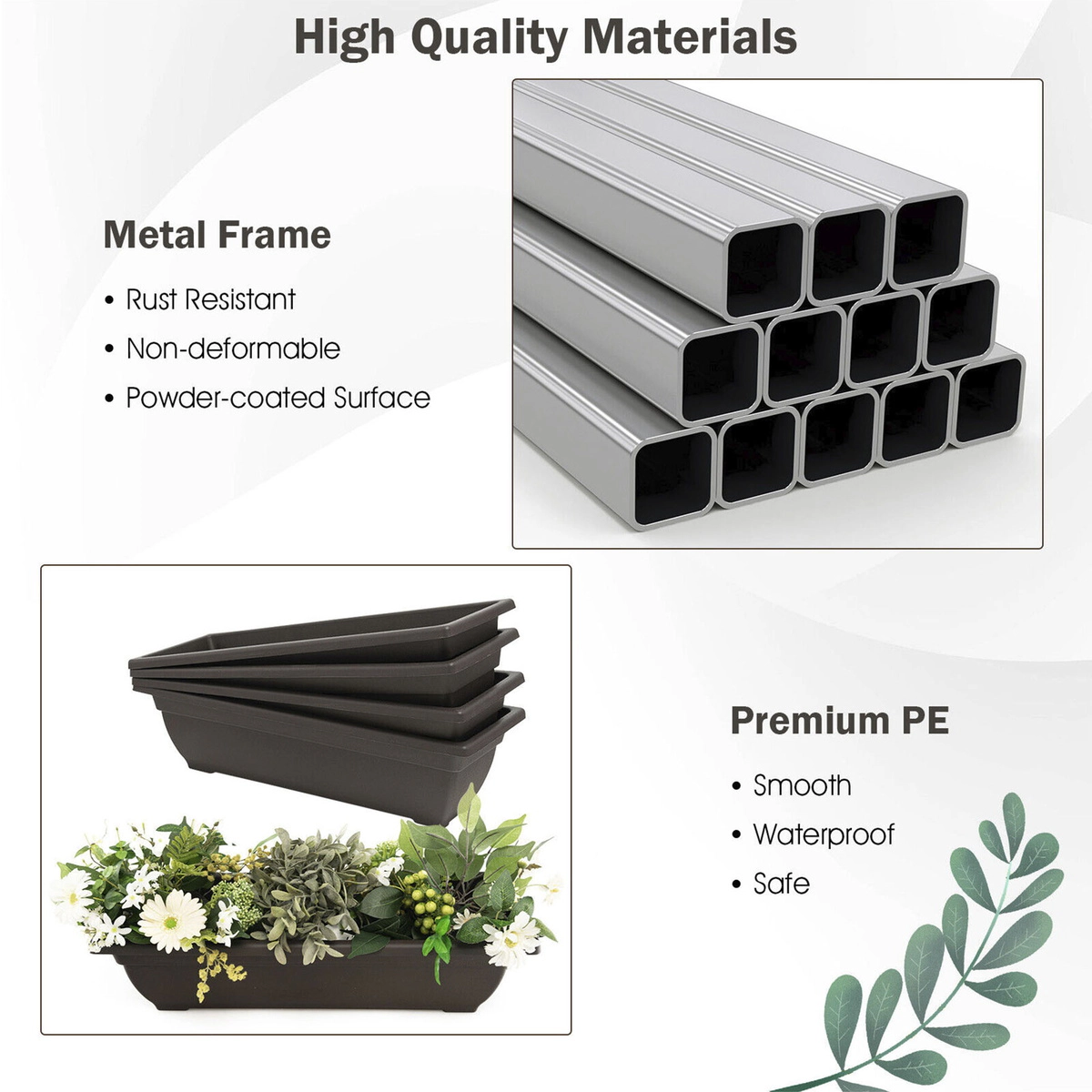 SUGIFT 4-Tier Vertical Metal and Plastic Raised Garden Bed with 4 Removable Planter Boxes and Drainage Holes