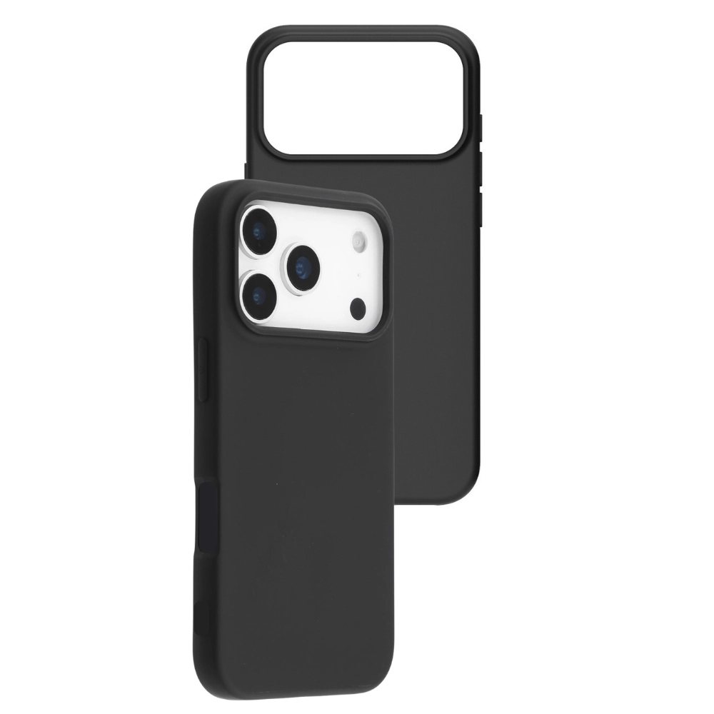 Qixxronics Black Silicone Phone Case for iPhone 17 Pro Drop Protection Shockproof