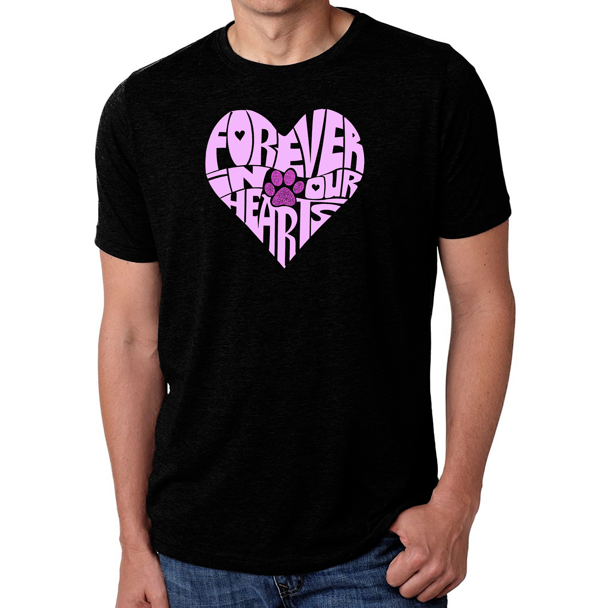 LA Pop Art Men's Cotton/Poly Word T-Shirt - Forever Our Hearts