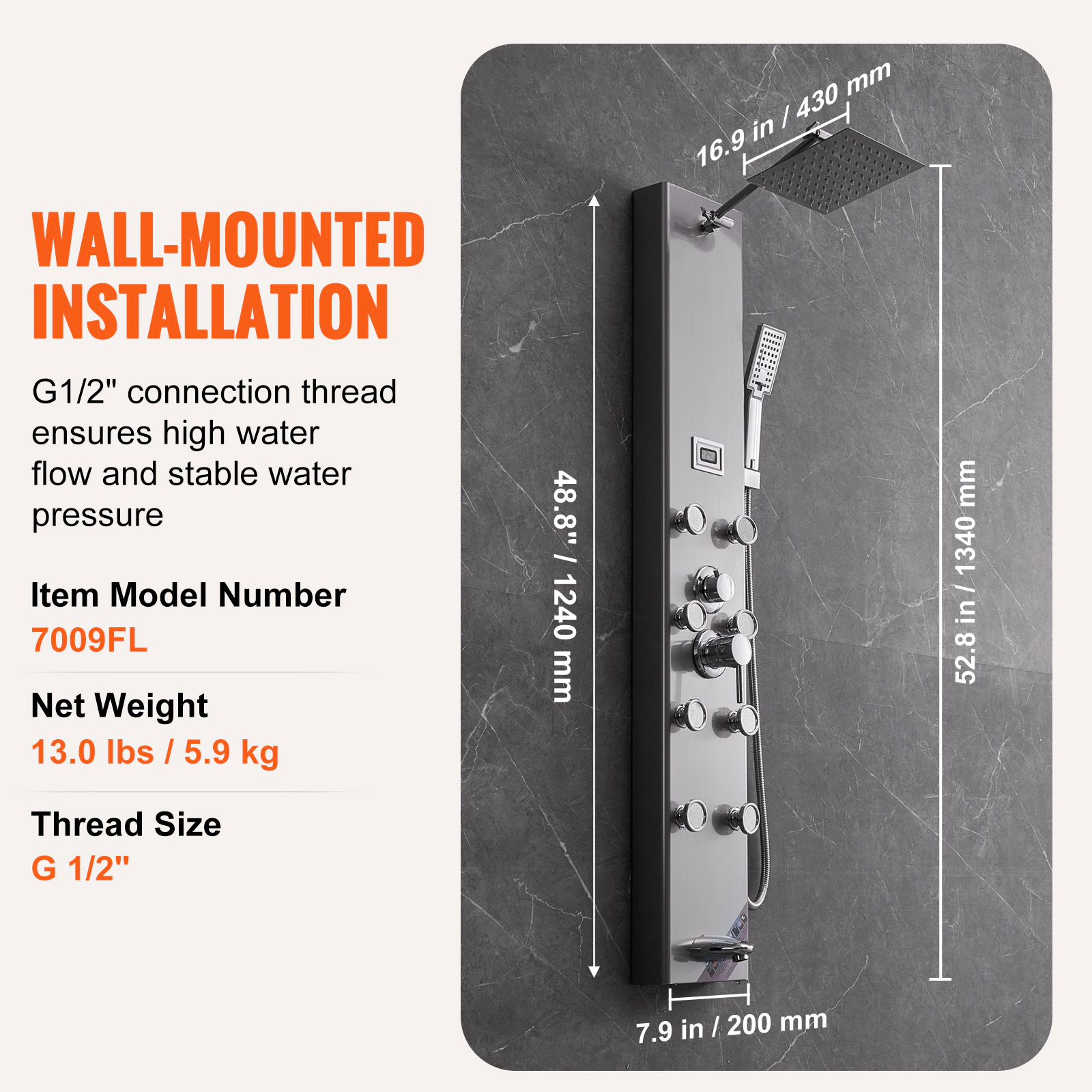 HONGGE Shower Panel Tower System Rainfall Shower Head Stainless Steel Shower Massage System Jets Handheld Tub Spout