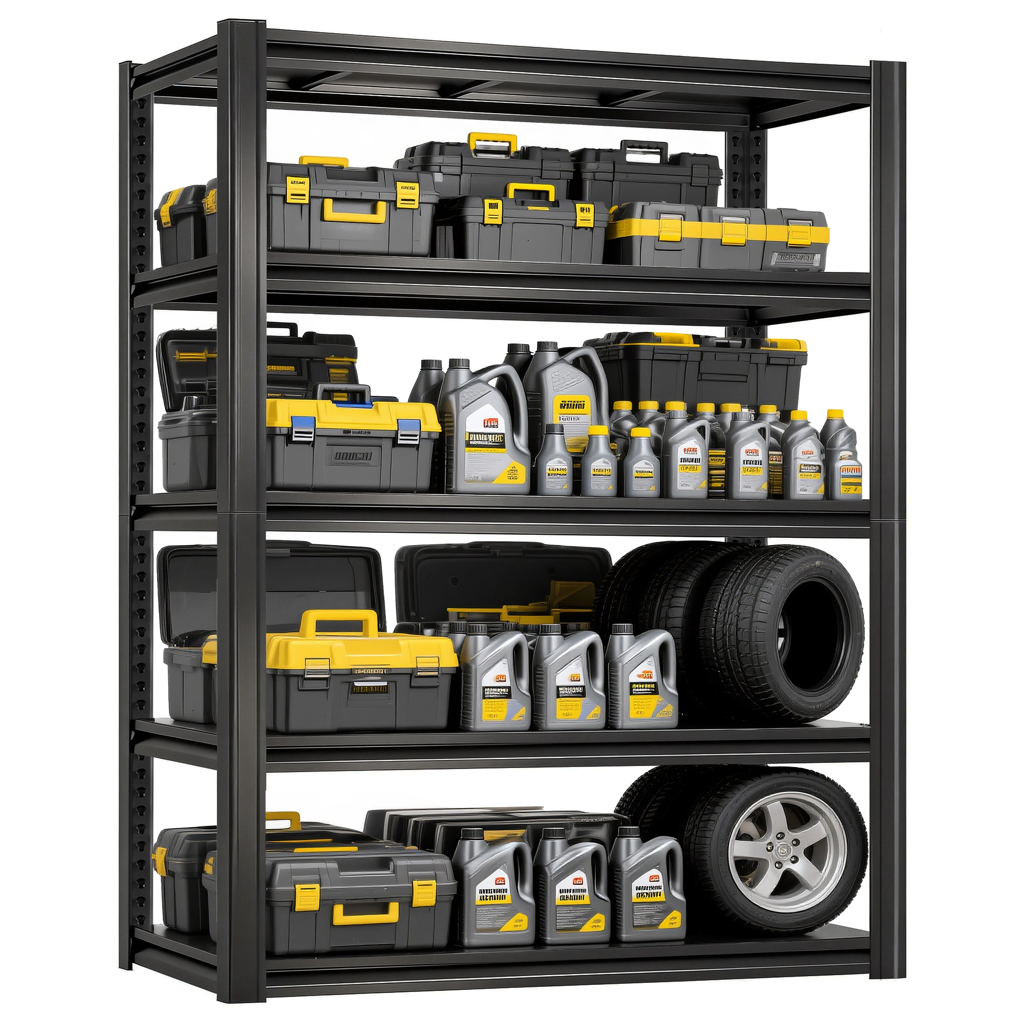 Flynama 5-Tiers Steel Heavy Duty Freestanding Garage Storage Shelving Unit in Black (47.2 in. W x 72 in. H x 23.6 in. D)