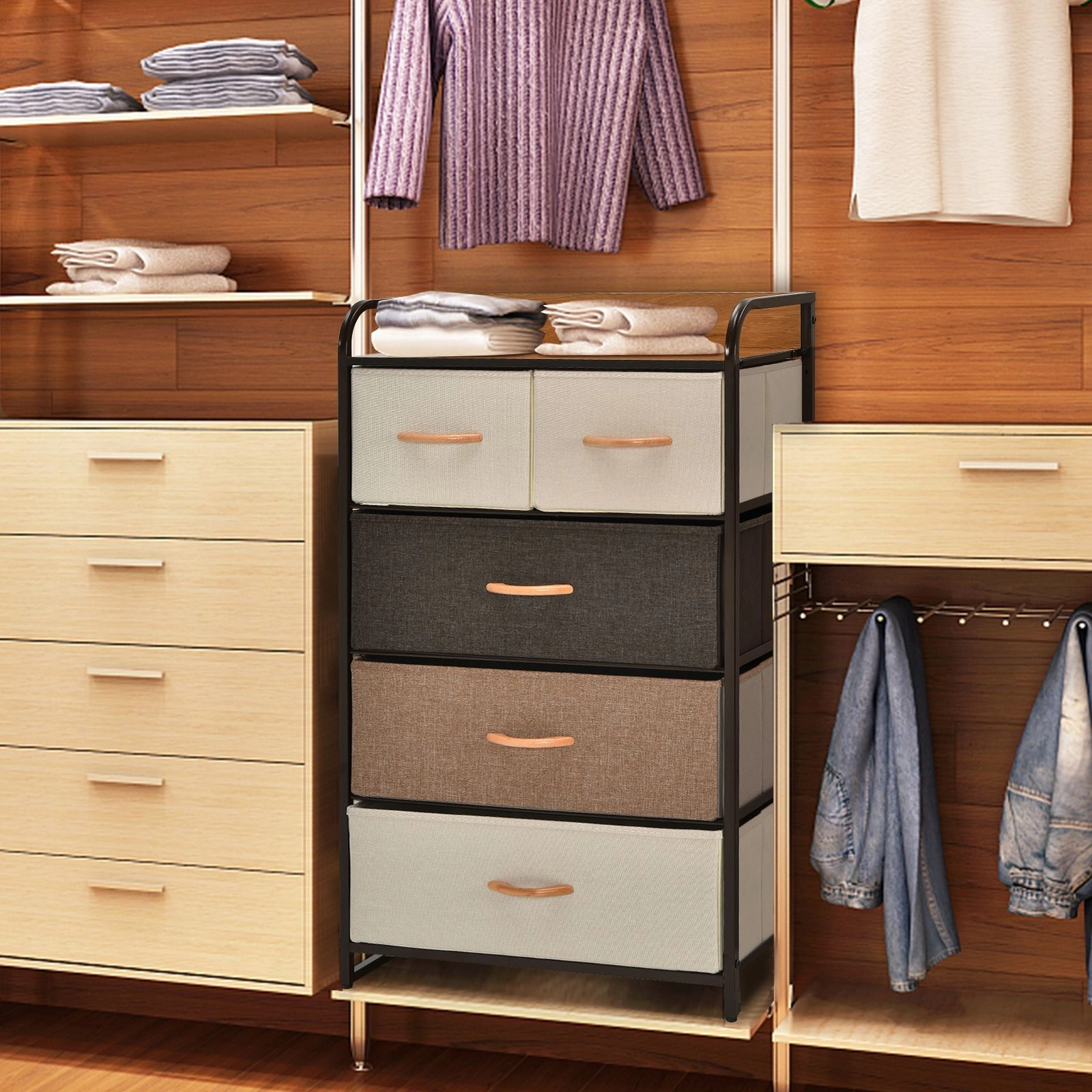 SlickBlue 4-Tier Storage Organizer Tower with Fabric Drawers