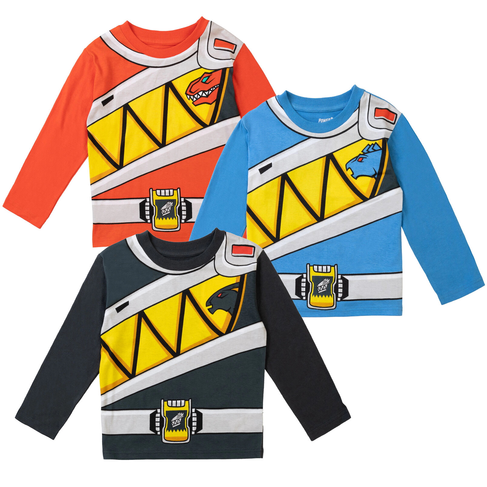 Power Rangers Boys' Cosplay Long Sleeve T-Shirts 3-Pack