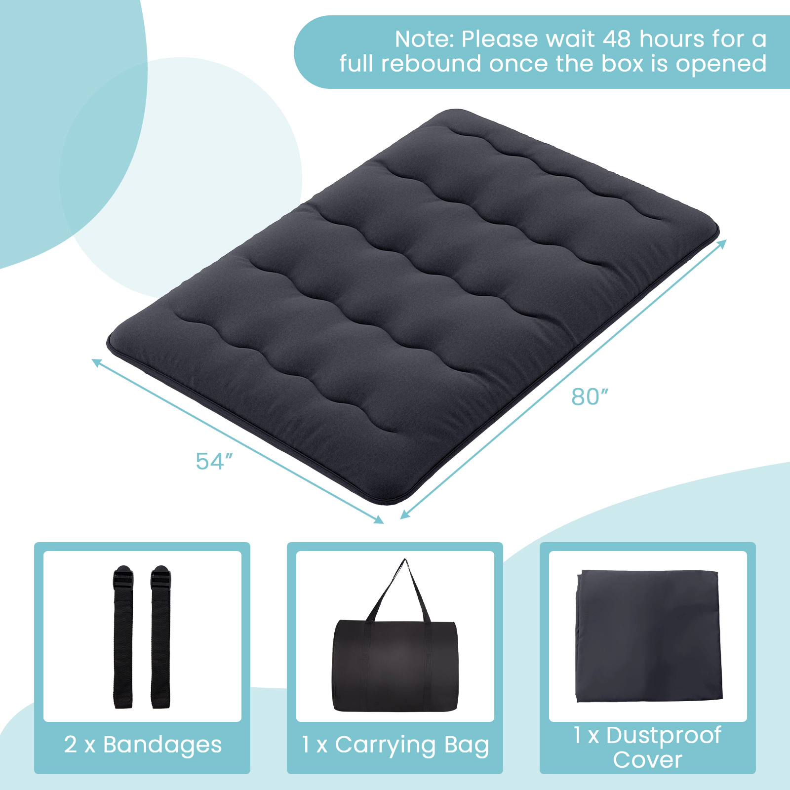SUGIFT Foldable Full Futon Mattress with Washable Cover and Carry Bag Beige/Brown Bear/Black/Green/Gray/Navy