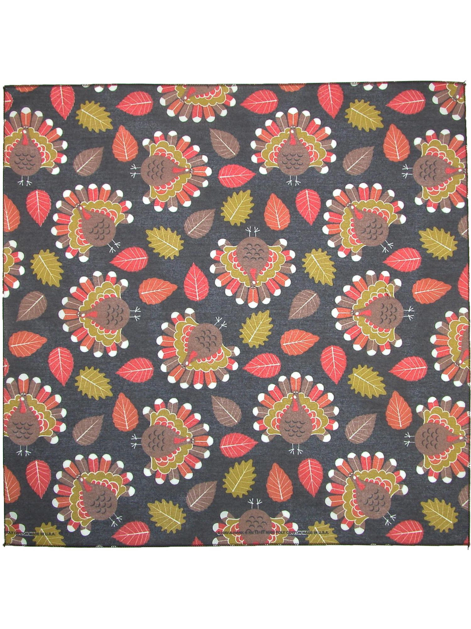 CTM Tossed Turkey Print Thanksgiving Holiday Bandana