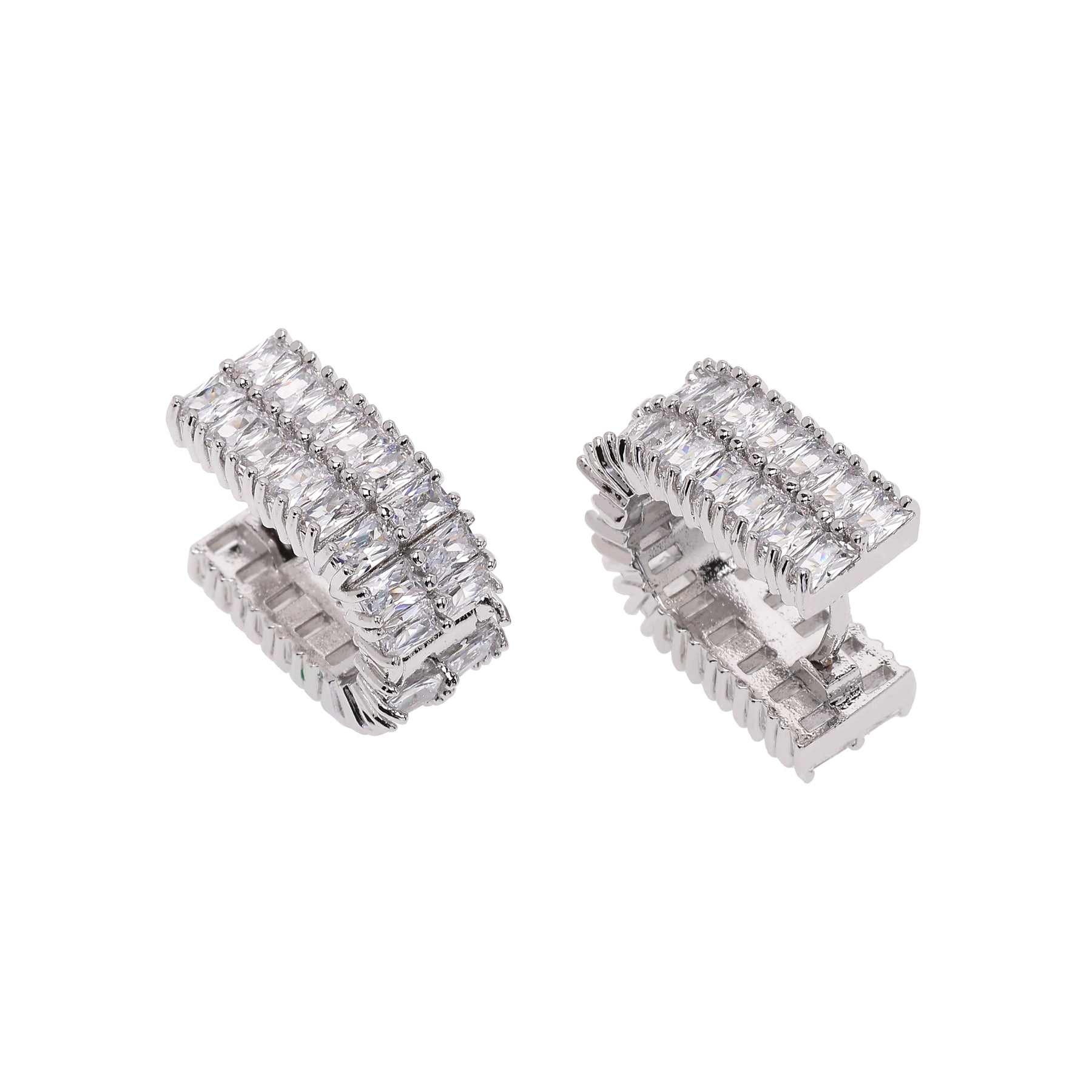 AGP PARIS Womens Shimmering Rectangular Hoop Earrings