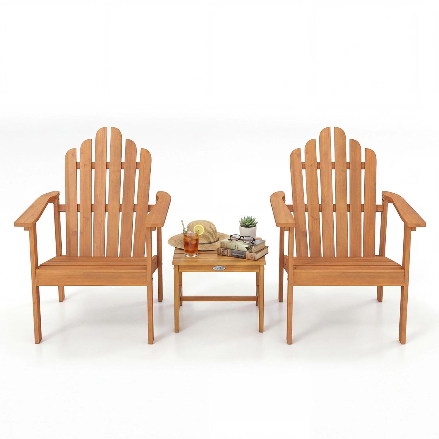 LJG Stackable Adirondack Chair Set of 2 with Side Table