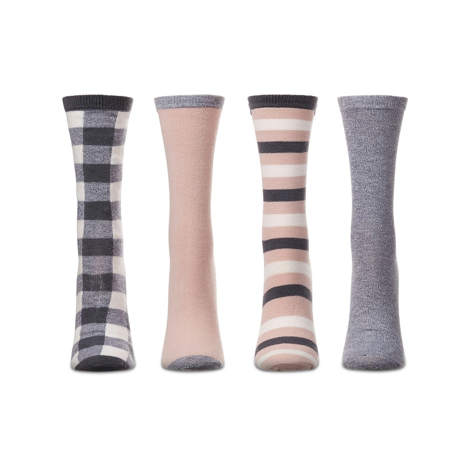 MeMoi Women's 4 Pair Pack Buffalo Check Buttersoft Crew Socks