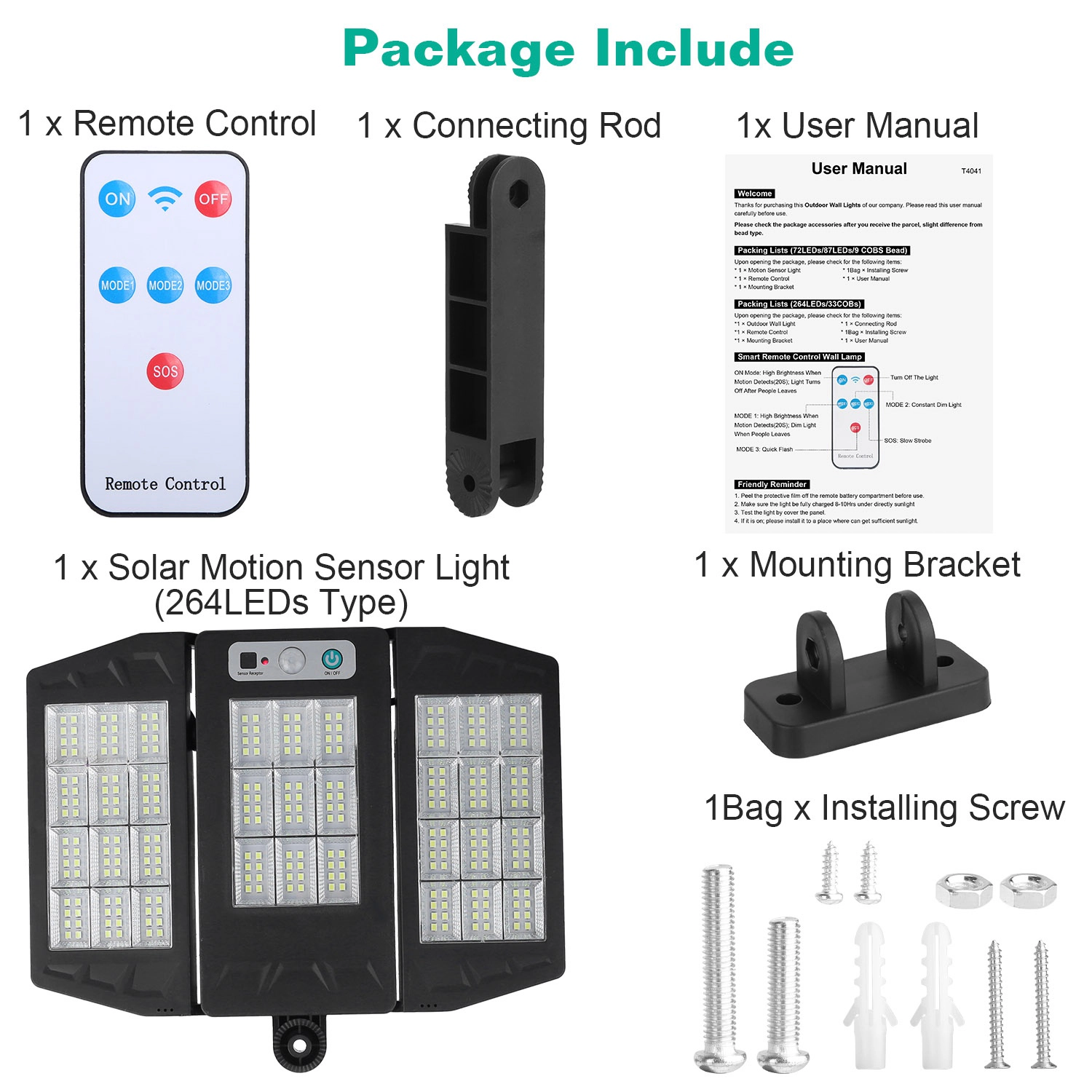 GBruno 264-LED Solar Motion Sensor Wall Light