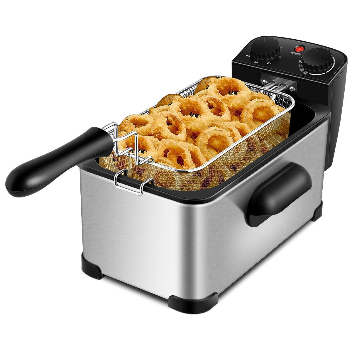 SlickBlue Stainless Steel Electric Deep Fryer 1700W 3.2Qt Oil Pot 60-Min Timer