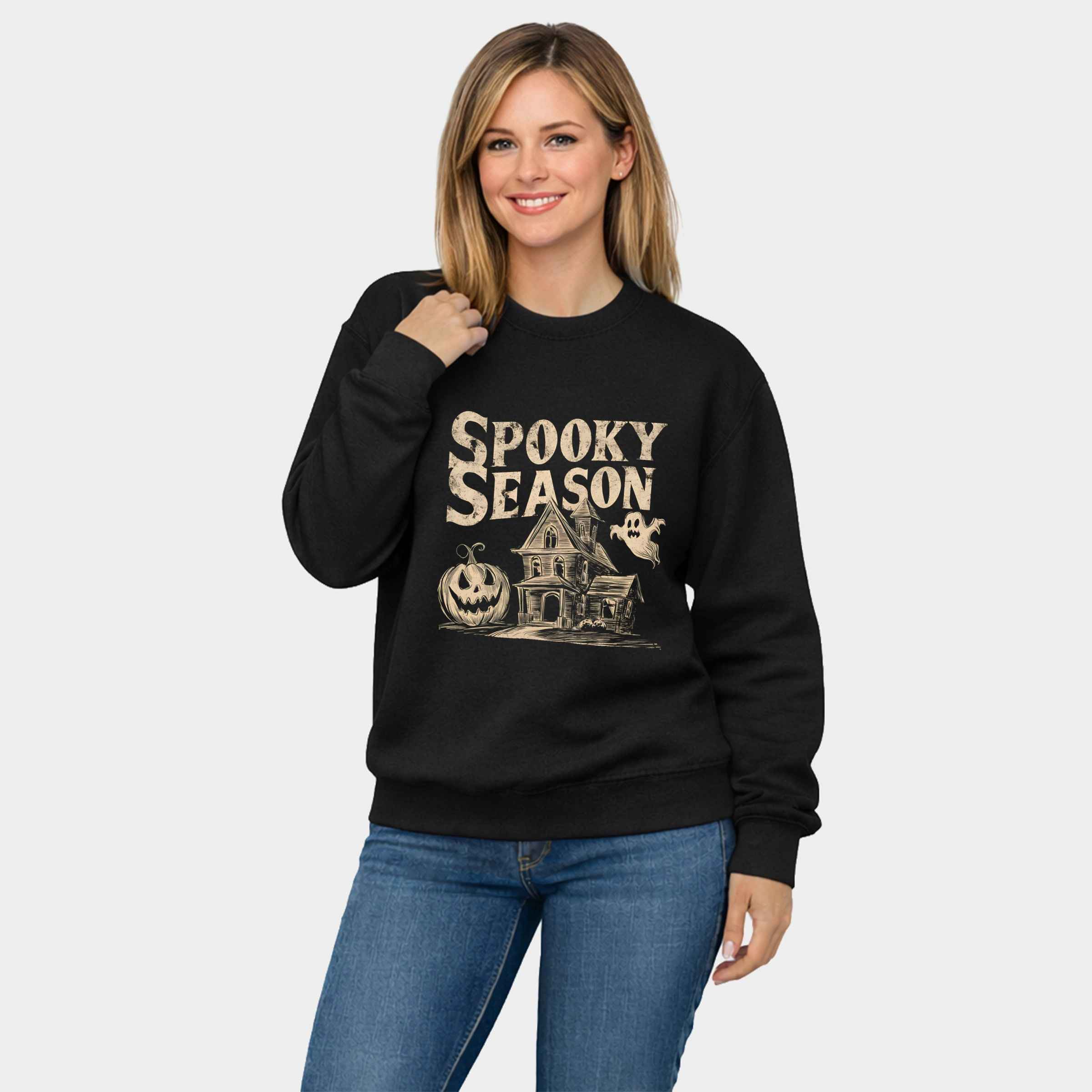 Simply Sage Market - Women's Graphic Sweatshirt Spooky Season Haunted House