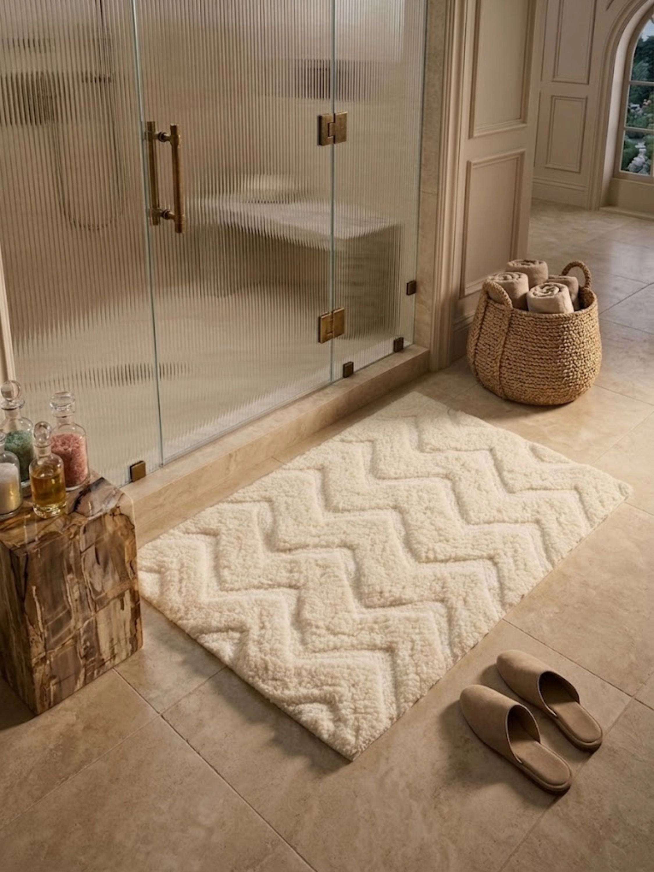 GAURI KOHLI Vantaa Ivory Bath Mat