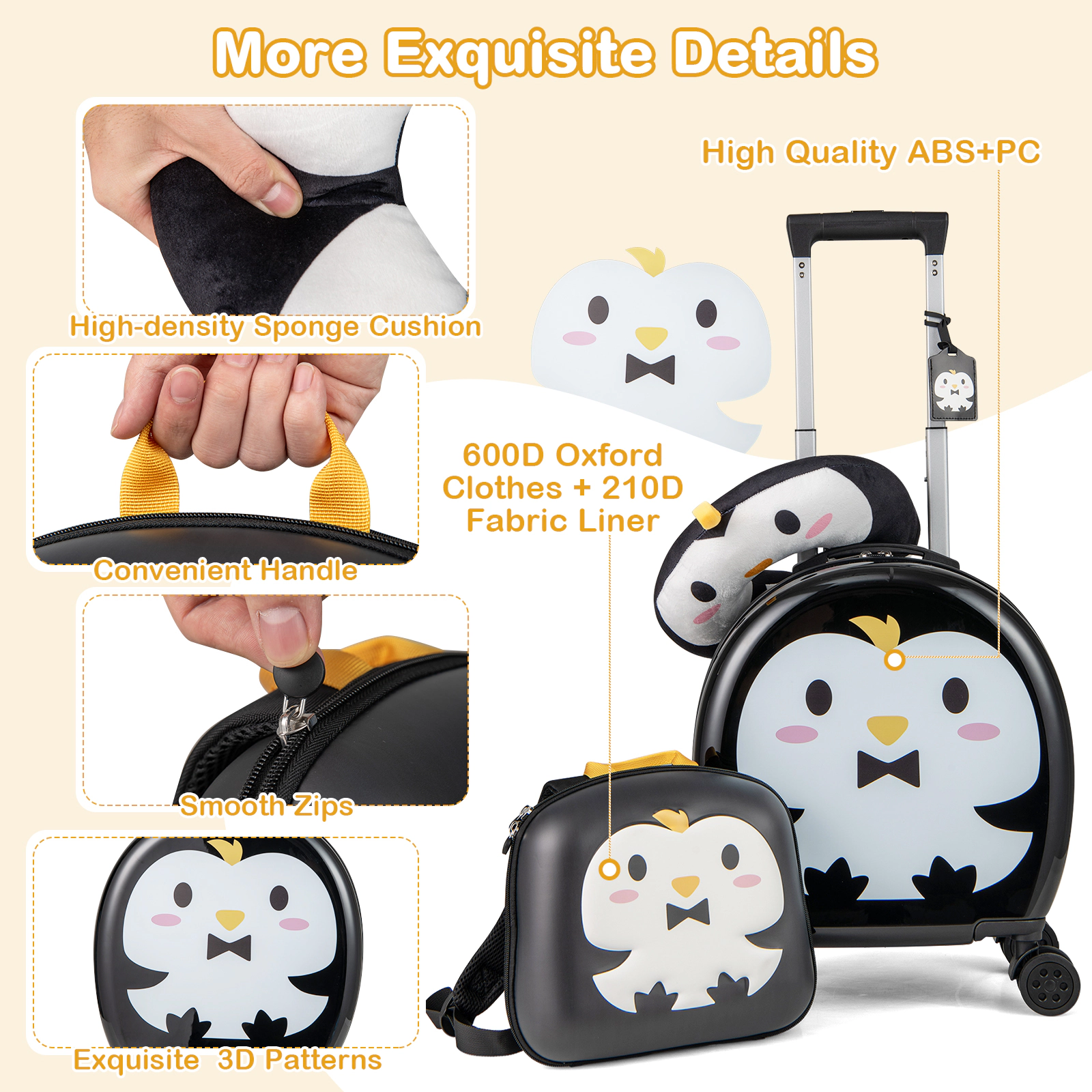 Hivvago Kids Luggage Set with Rolling Suitcase and Backpack