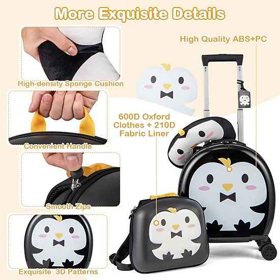 Hivvago Kids Luggage Set with Rolling Suitcase and Backpack