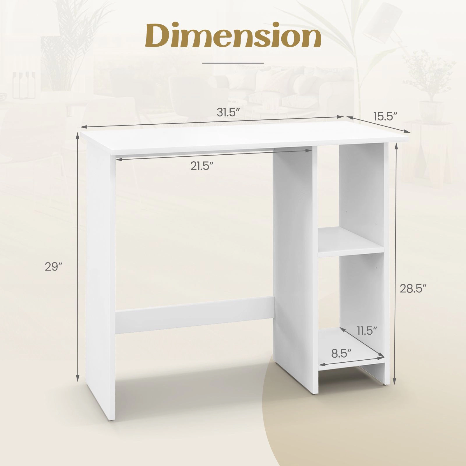 SlickBlue Compact Computer Desk with Adjustable Shelf