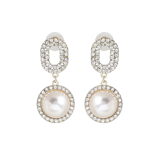 SOHI Women's Gold Embellished Snowball Drop Earrings
