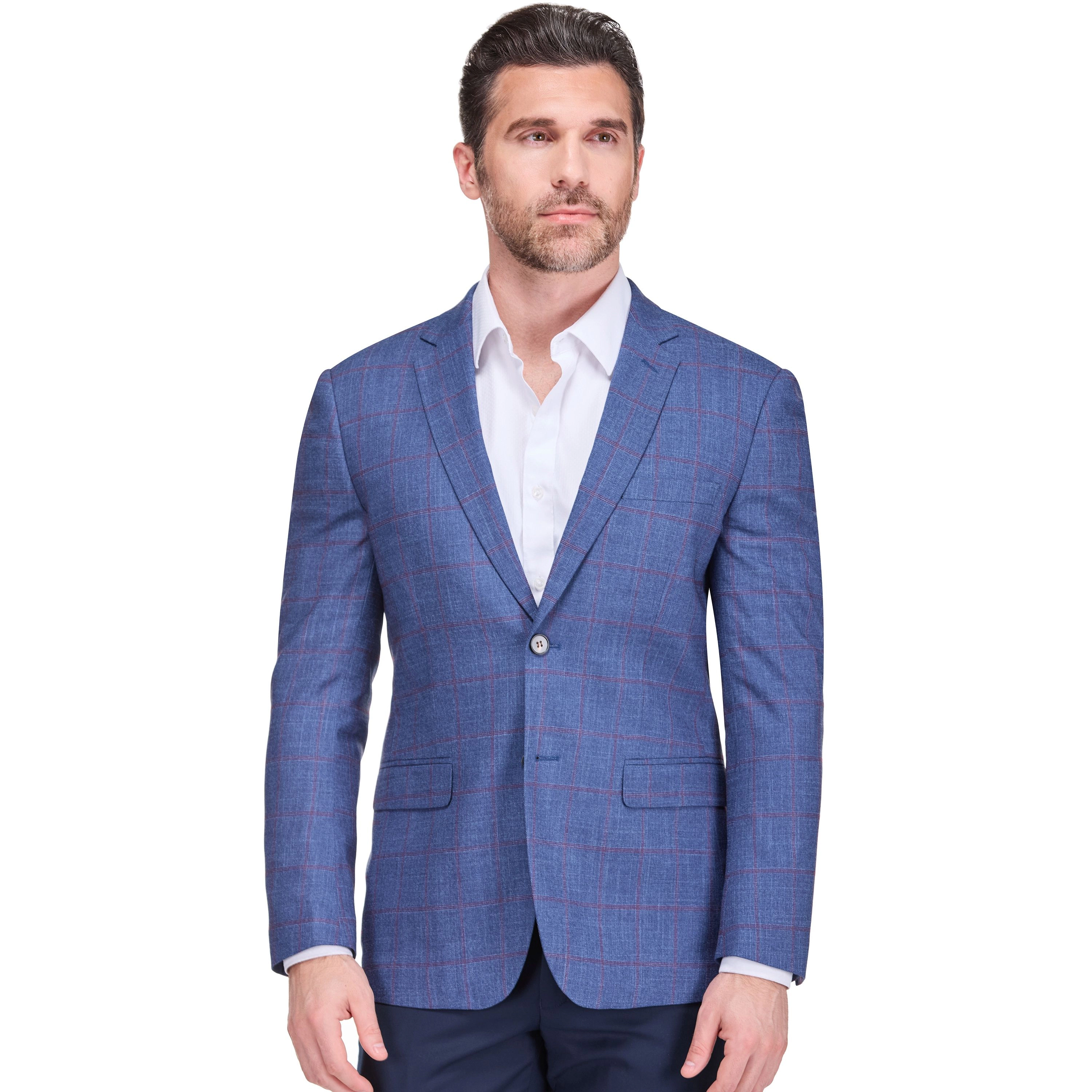 Gino Vitale Men’s Plaid Slim Fit Sportcoat Blazer