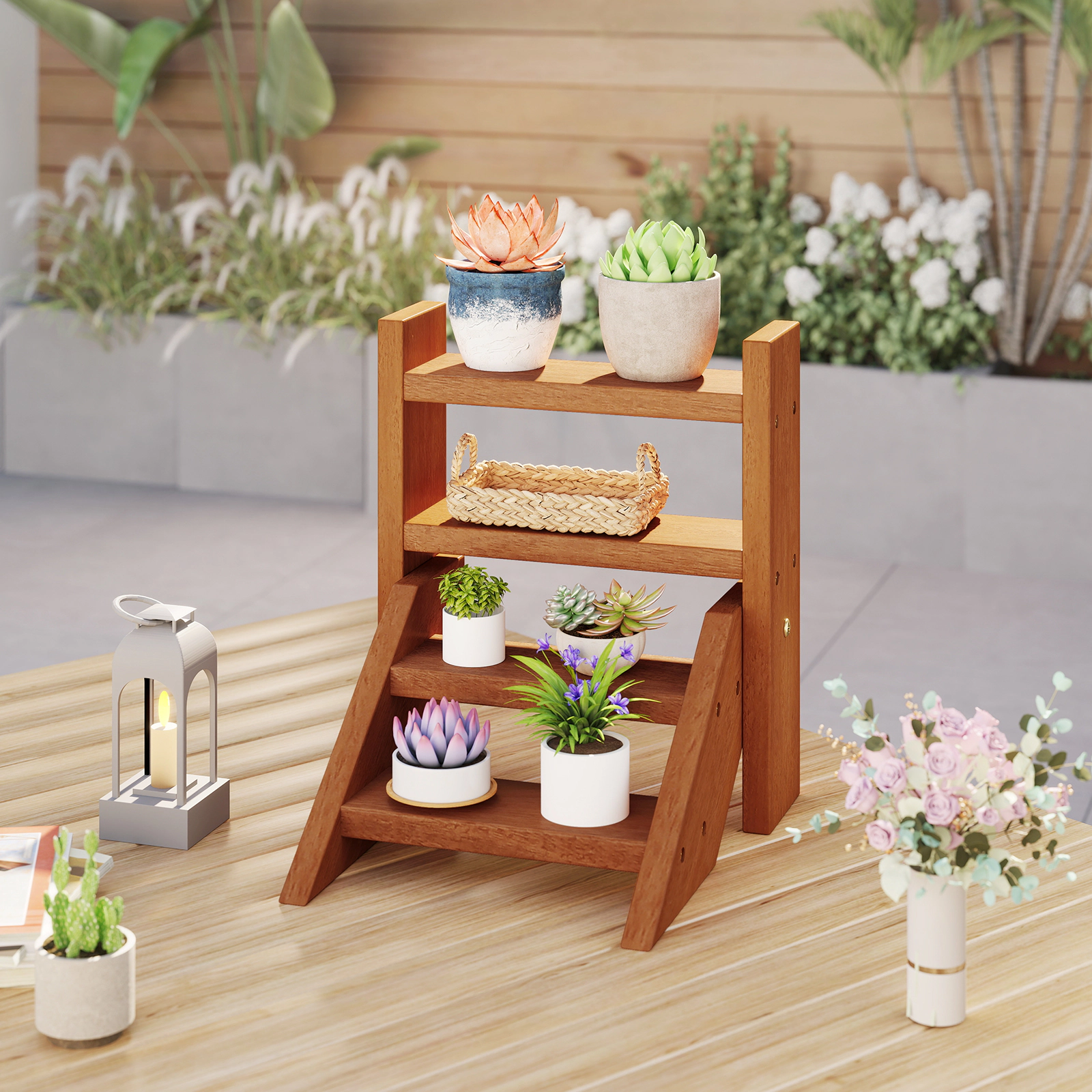 LJG Solid Wood Plant Stand for Flowerpots and Succulents
