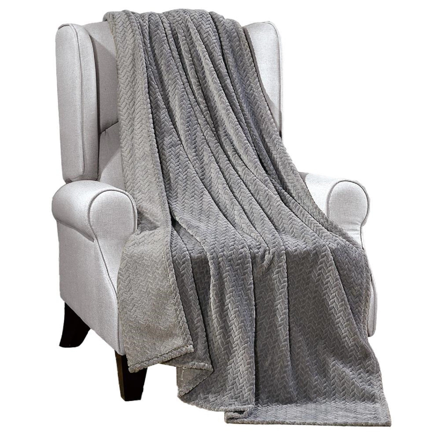 Plazatex Montana plush Decorative Warm and Comfortable Machine Washable Throw 50" x 60" Grey