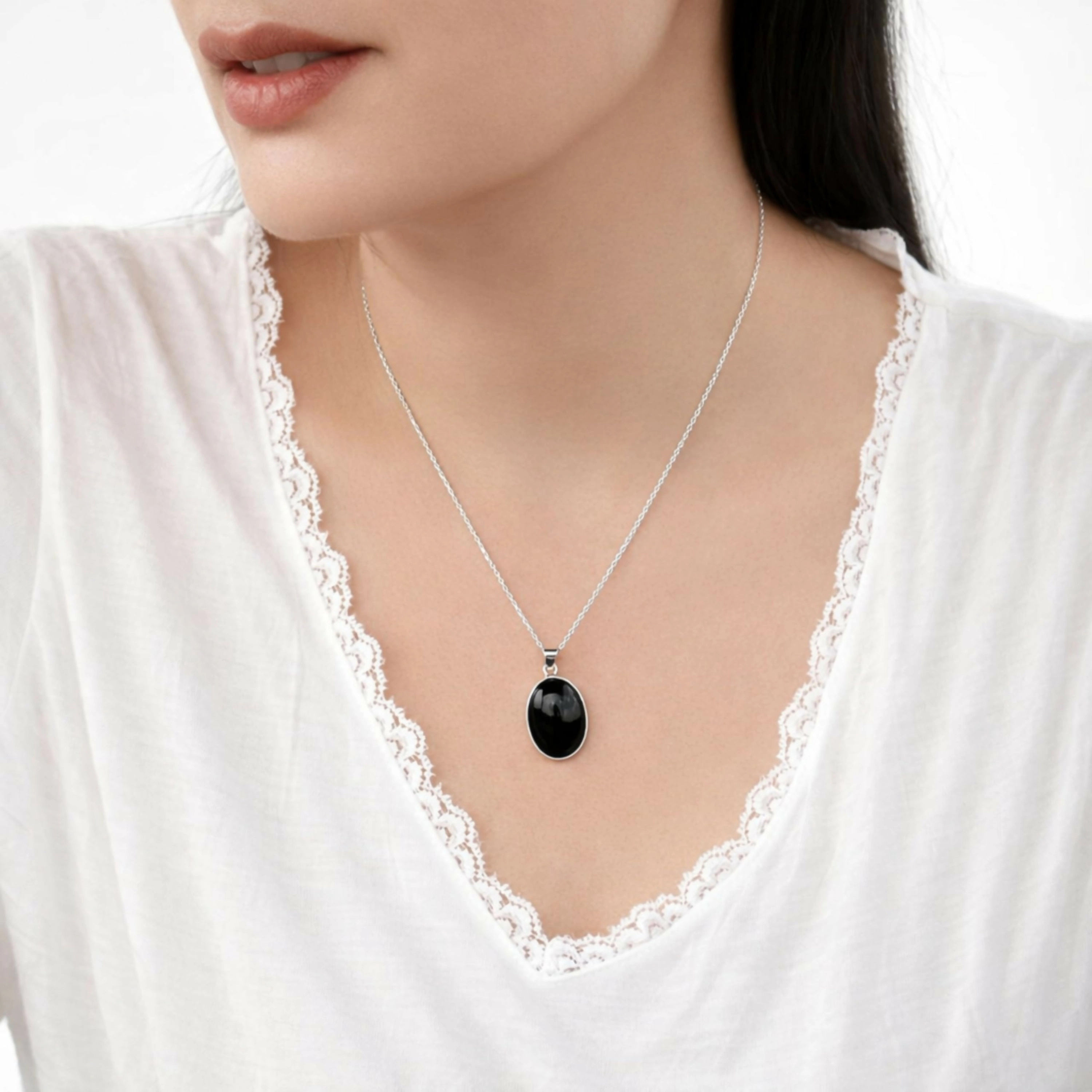 Wear Sierra Unisex Sterling Silver Oval Handmade pendant Necklace
