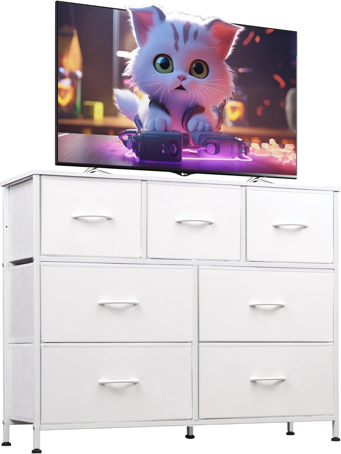 WLIVE Living Room Fabric Drawer TV Stand