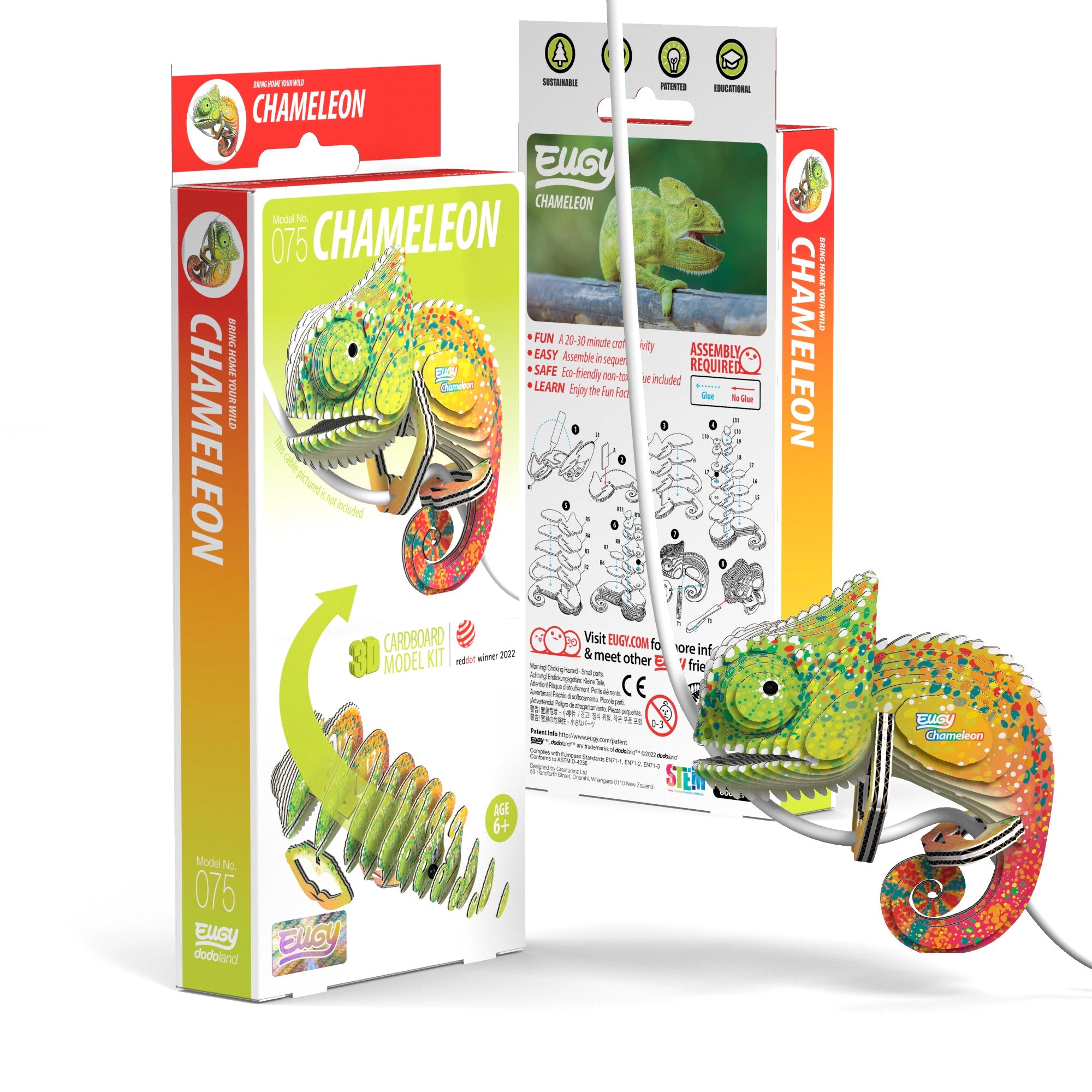 EUGY Chameleon 3D Puzzle - contains 31 puzzle pieces