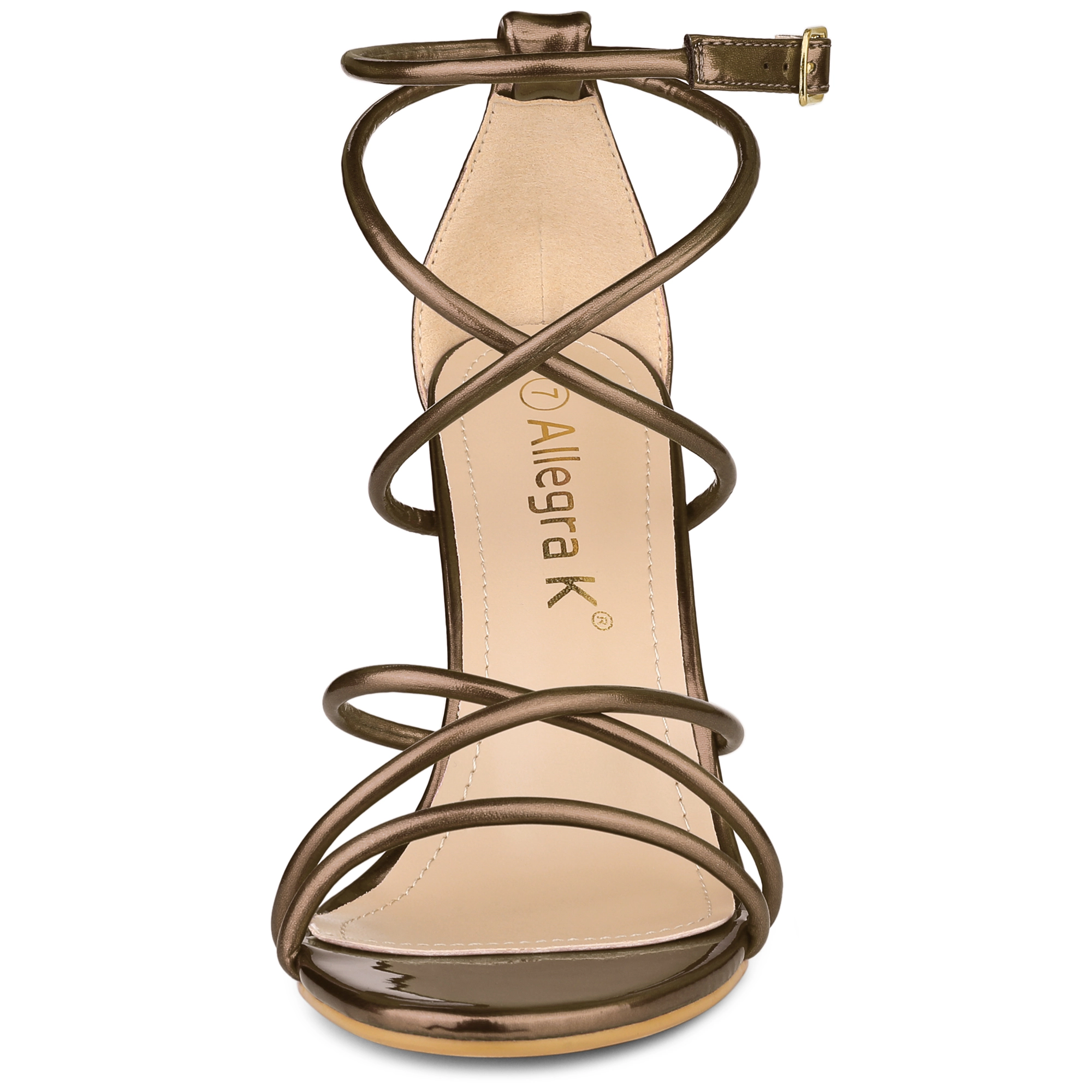 BLISSFUL STEP Women's Open Toe Strappy Straps Stiletto Heel Sandals