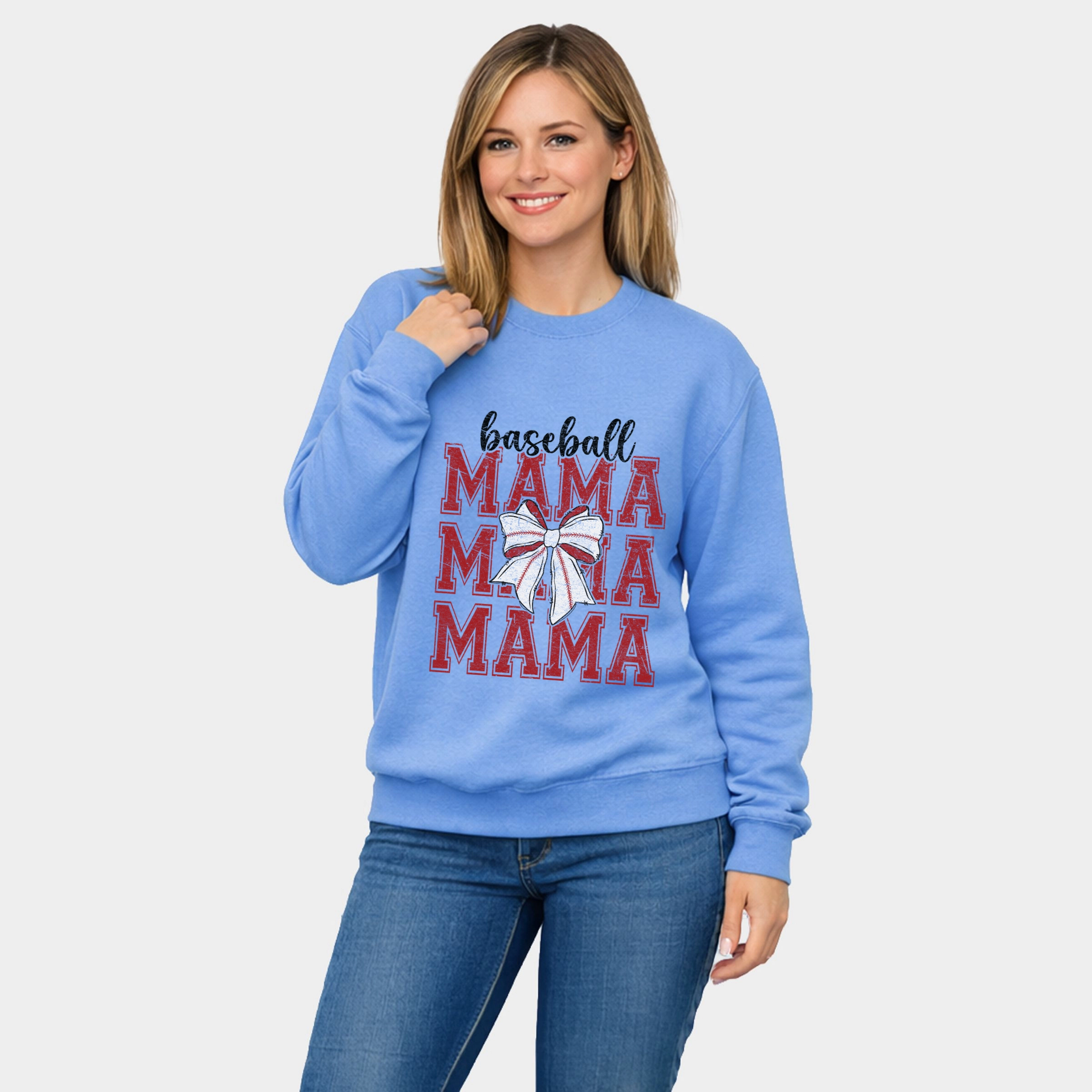 Simply Sage Market - Baseball Mama Stacked Coquette  Women's Graphic Sweatshirt