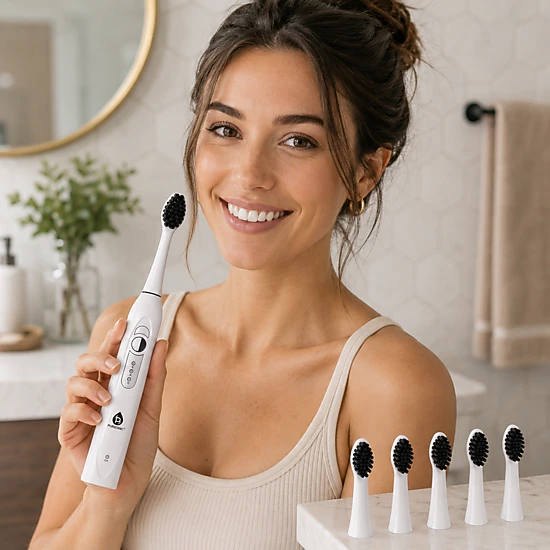 Pursonic Unisex Charcoal Infused Replacement Toothbrush Heads Compatible with Philips Sonicare Handles - 4 Pack
