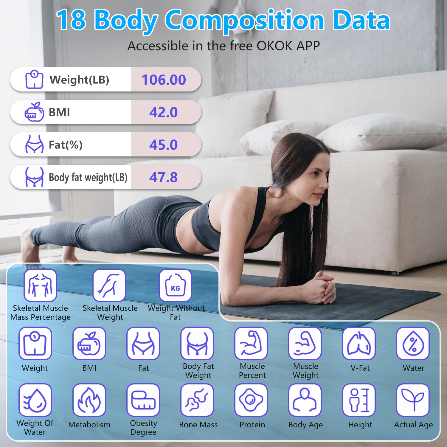 GBruno Smart Digital Body Weight Scale With App Sync