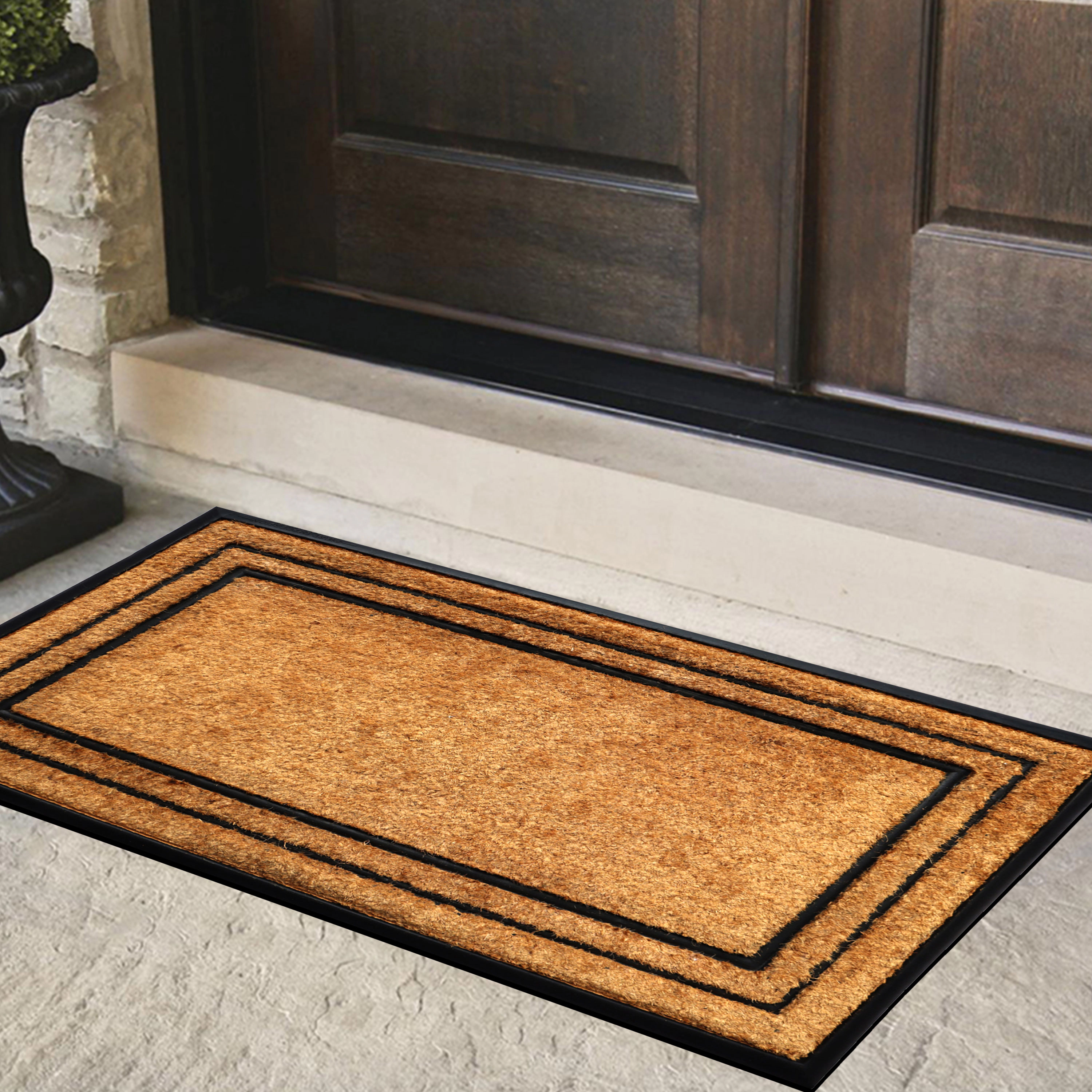 A1HC Coir and Rubber Door Mat 30x60 Inches Heavy Duty Non-Slip Dirt-Trapping Plain Border
