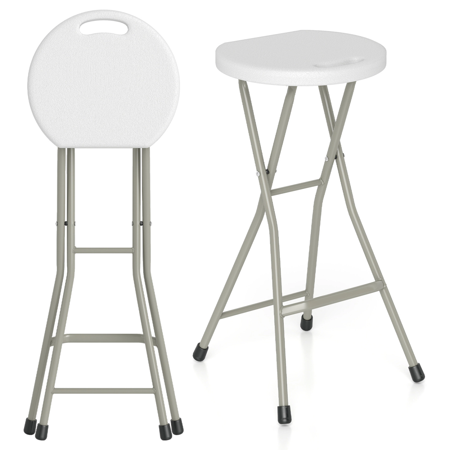 LJG 28 Inch Portable Folding Stools Patio Dining Chairs with 330lbs Limited Sturdy Frame