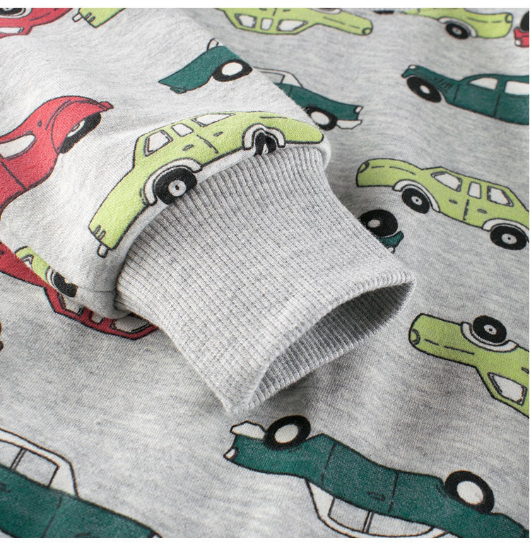 MyKids-USA Baby Boys Automobile Cars Cartoon Crew Neck Long Sleeve Grey Pullover