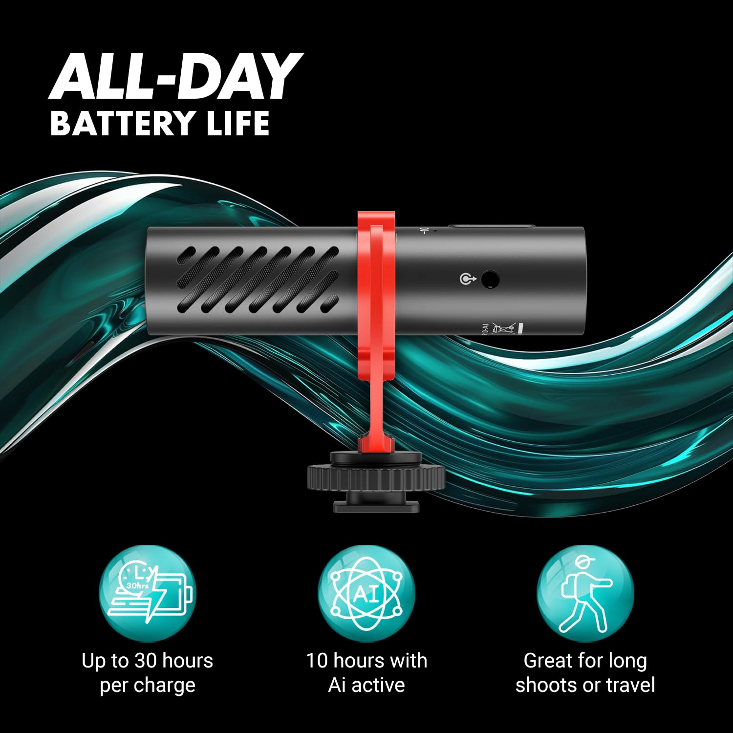 Movo VXR10-AI Shotgun Microphone with AI Noise Cancellation - Camera Microphone for DSLR, Smartphone and Computer