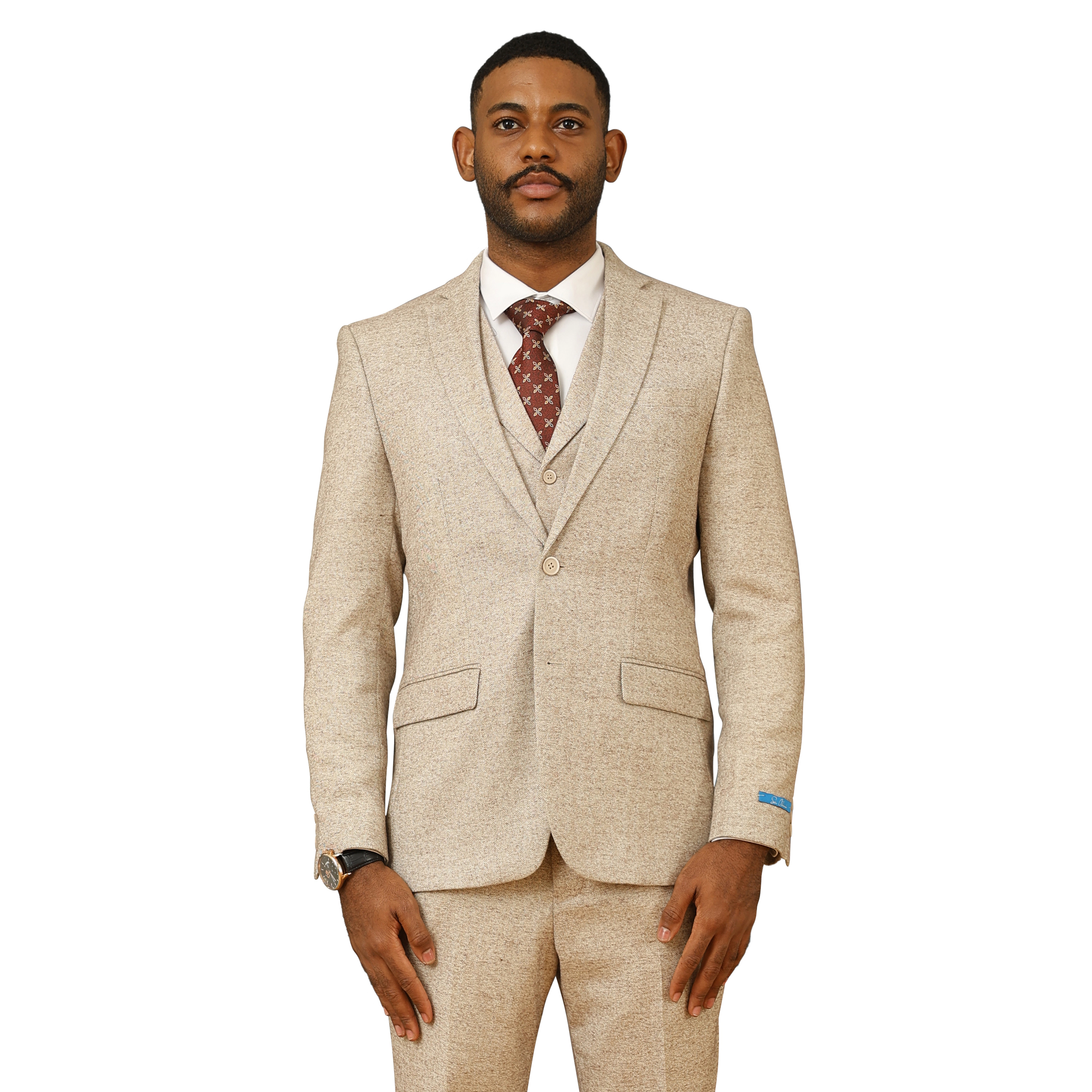 Sean Alexander Mens Regular Fit 3pc Tweed Textured Suit Set