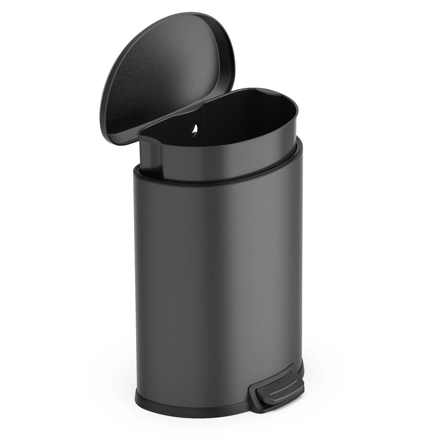 Ninestars D-Shape 13.2-Gallon Stainless Steel Step-On Trash Can