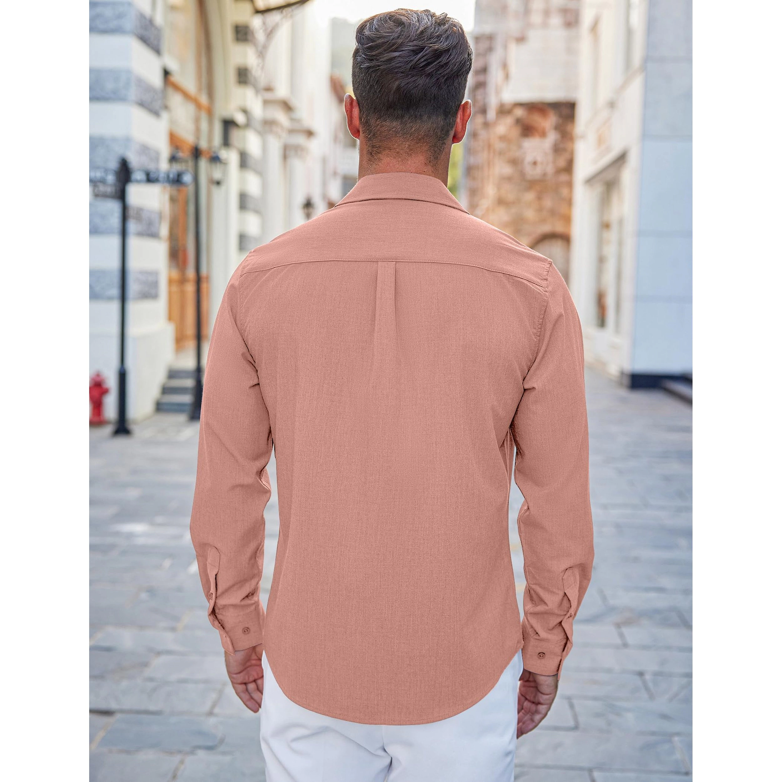 COOFANDY Mens Casual Long Sleeve Button Down Shirt Classic Collar Chest Pocket Tops