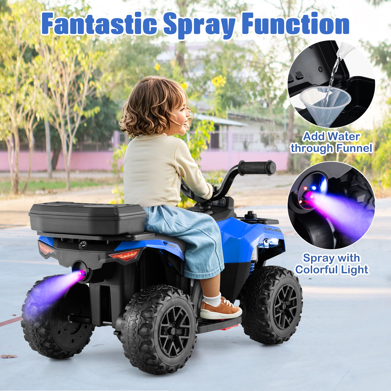 Costway 6V Toddler Ride On Electric Car ATV with Lights & Music USB Port Storage Box Toy