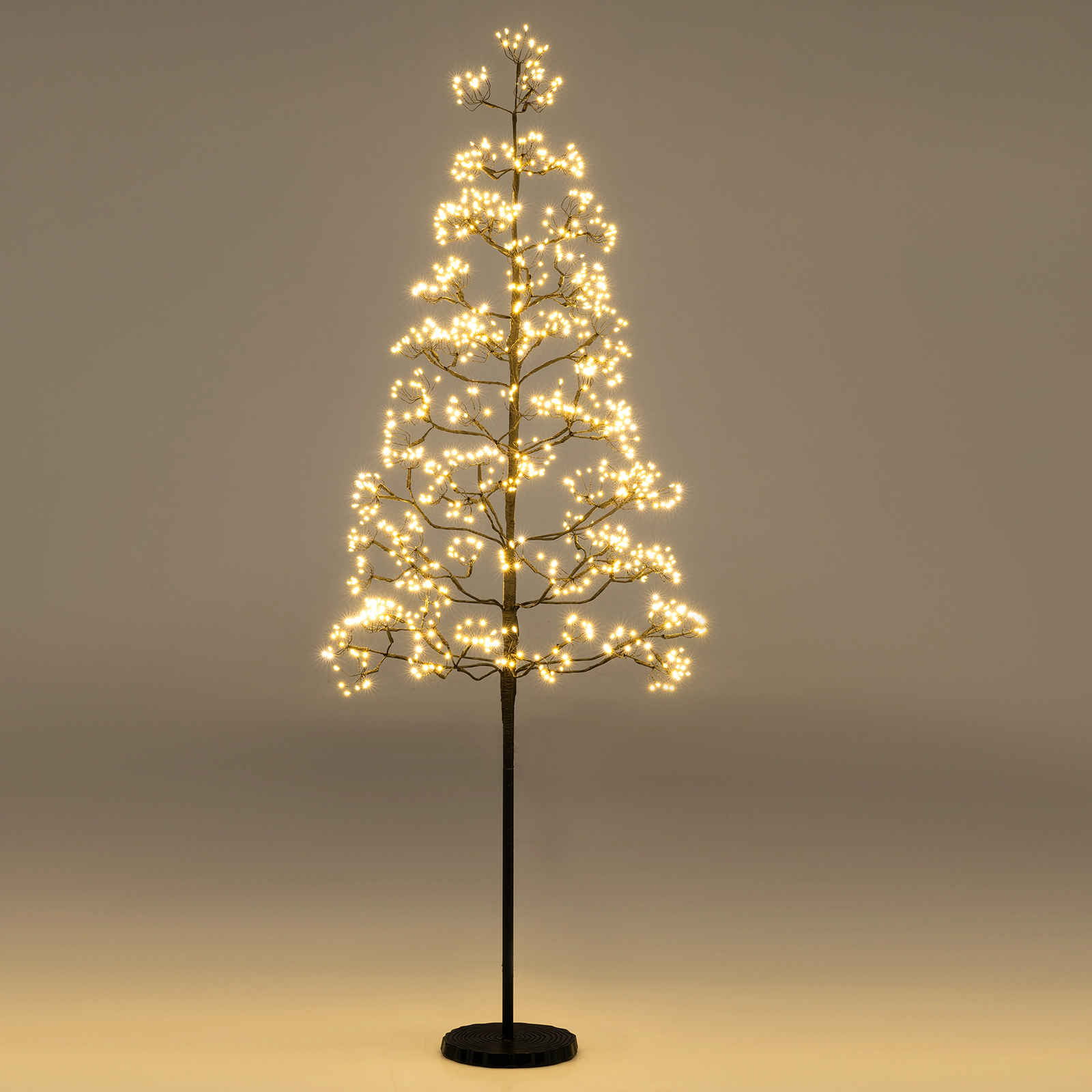 SUGIFT Lighted Alpine Artificial Cedar Tree Pre-Lit with Warm White LED Lights 5-ft Black