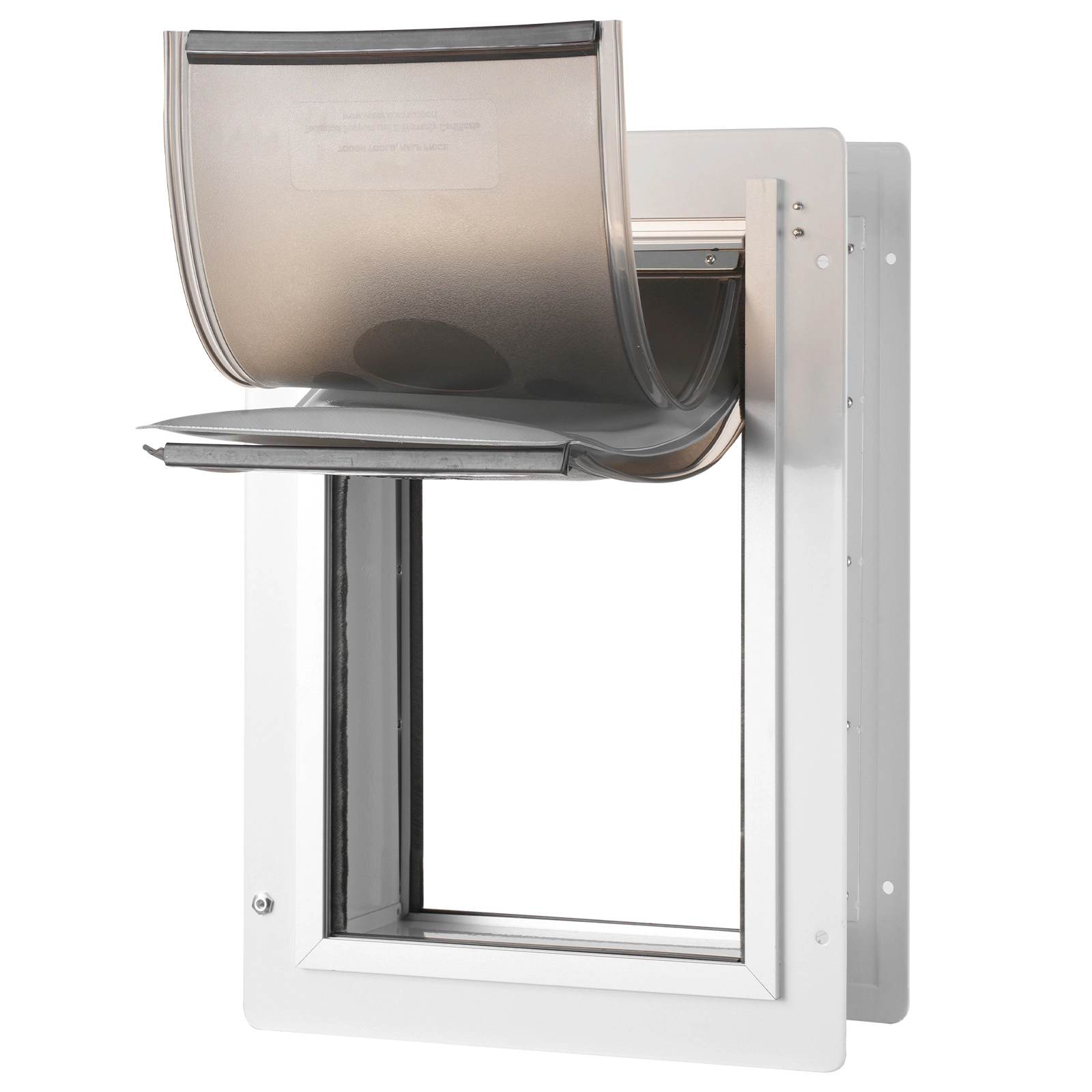 HONGGE Pet Door with 3-Flap System, 14.25 x 21.1 Inch Metal Frame, Lockable & Weatherproof, for Cats & Dogs, White