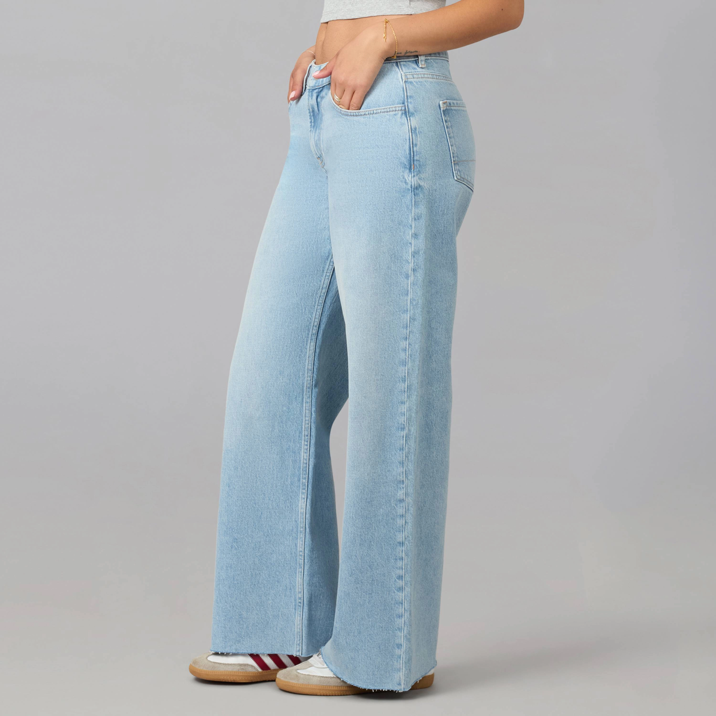 Lola Denim Womens Colette High Rise Wide Leg Jeans