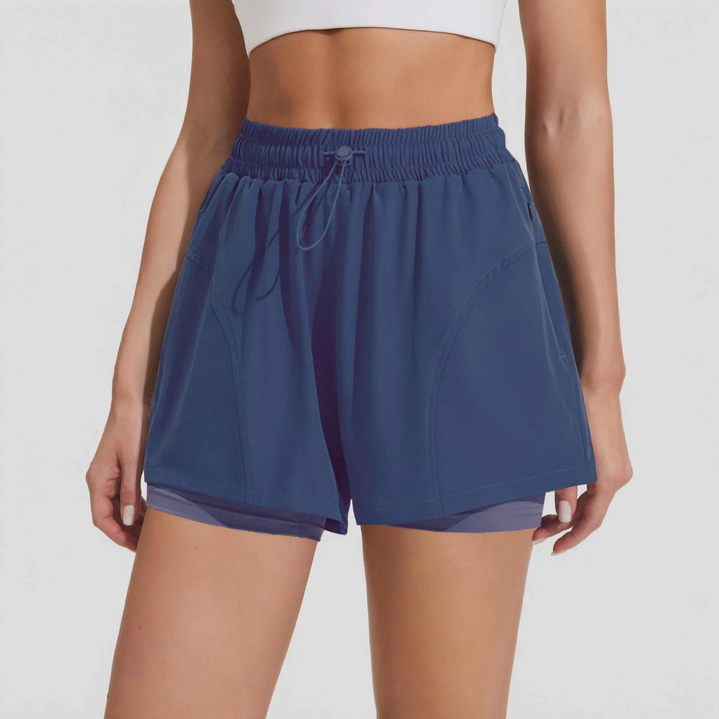 Pinspark Women's High Waist Workout Running Shorts with Pockets