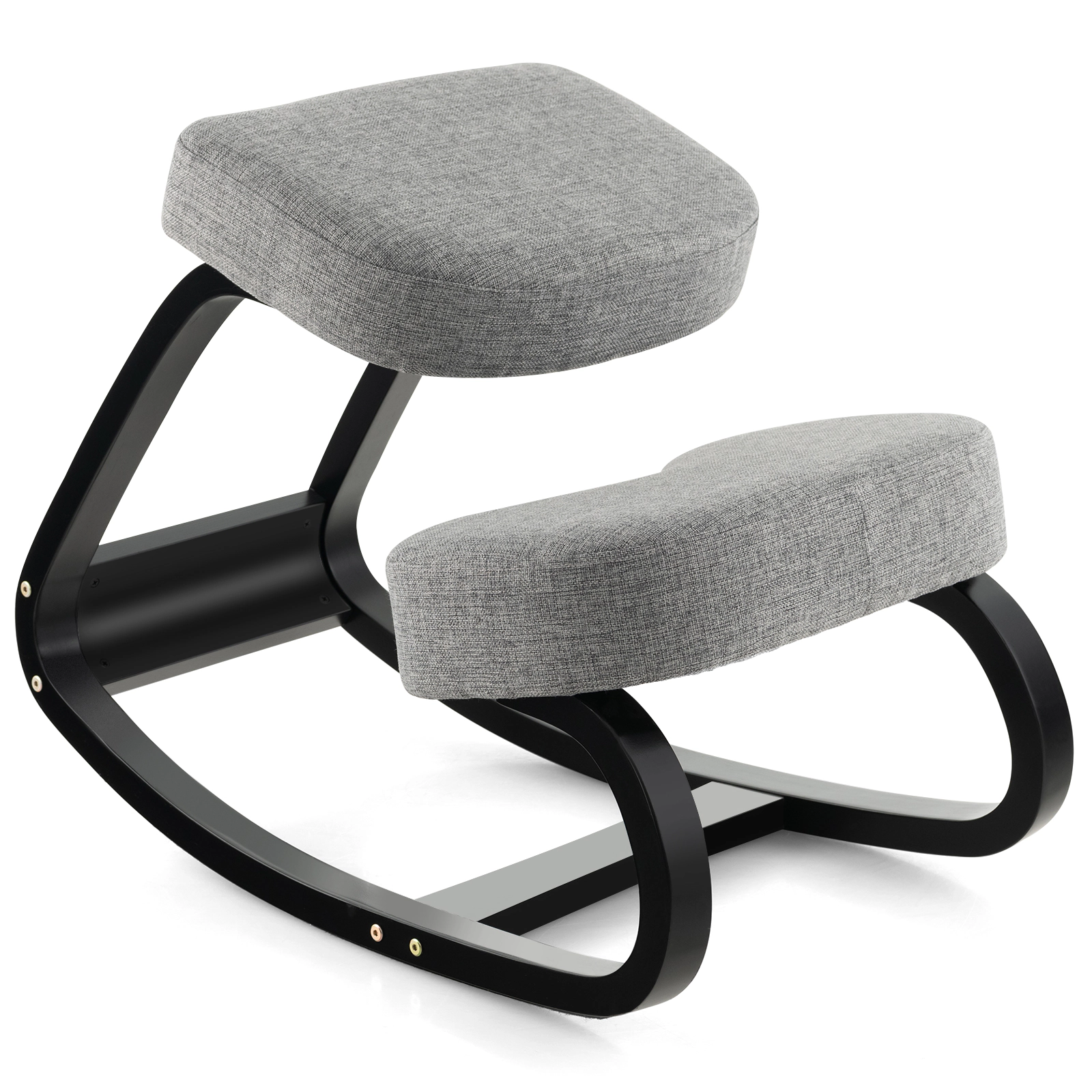 SUGIFT Backless Rocking Birch Wood Frame Padded Ergonomic Kneeling Chair 28-in x 18-in x 22-in 265-lb Capacity Gray