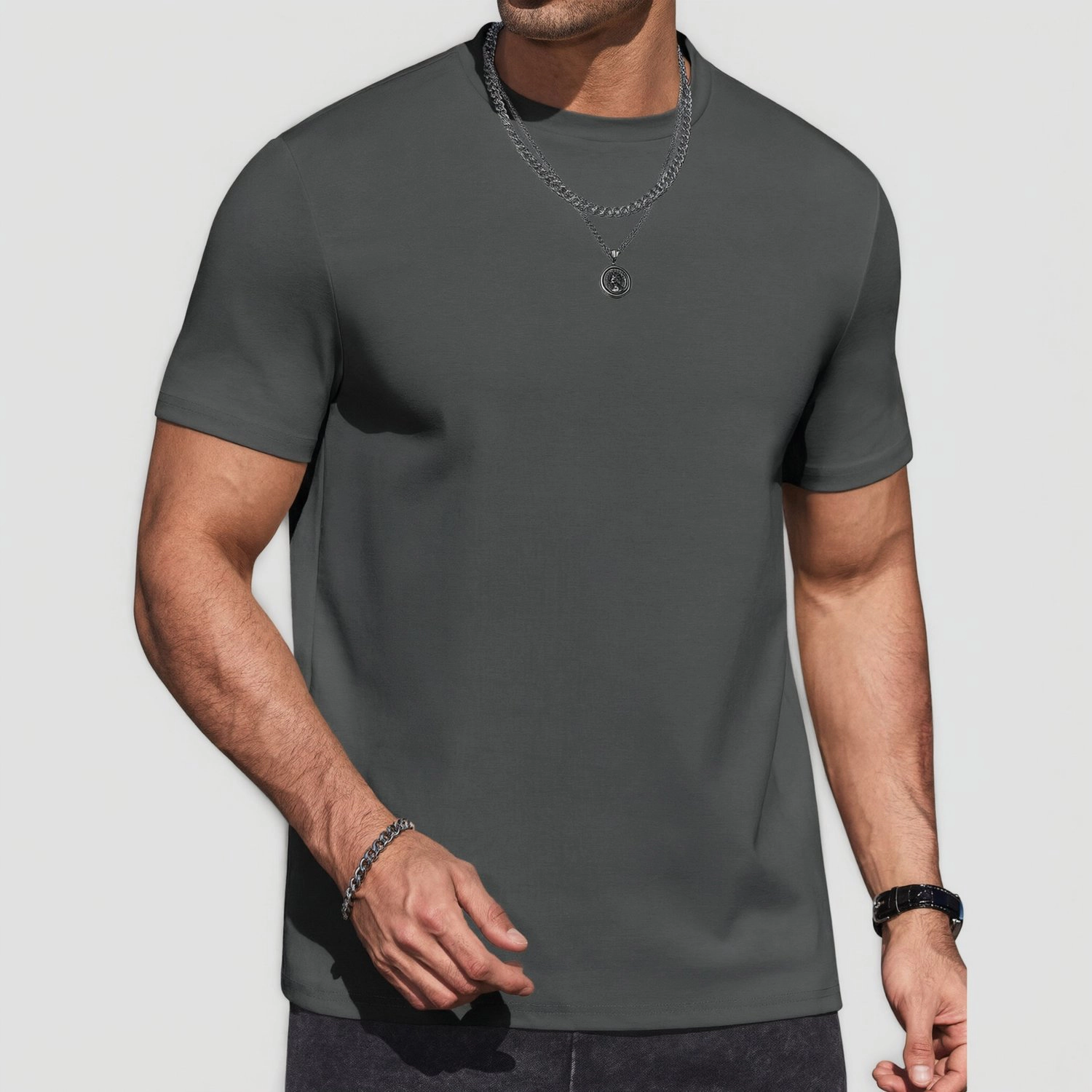COOFANDY Mens Classic Crew Neck Short Sleeve Tee Solid Color Casual Basic T-Shirt