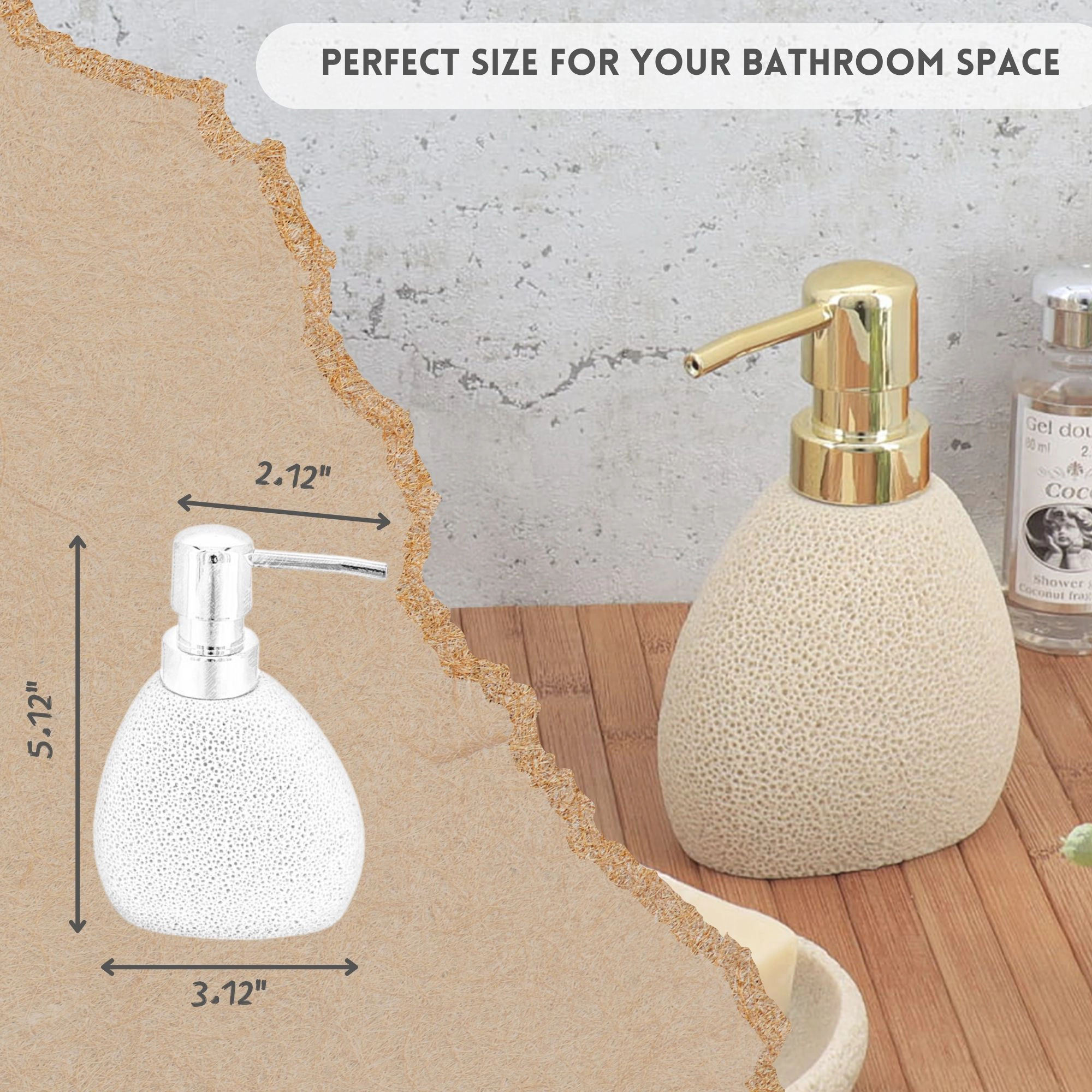 Evideco French Home Goods Sea Sponge Texture Polyresin Soap Dispenser, 7 oz