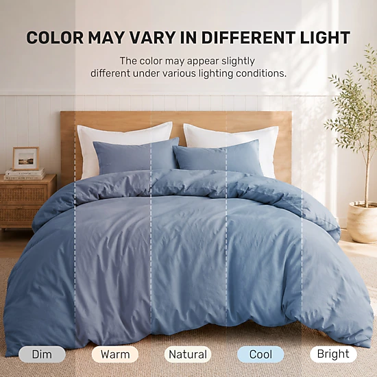 PEACENEST 100% Cotton Duvet Cover Set, Soft Breathable Lightweight Bedding Set