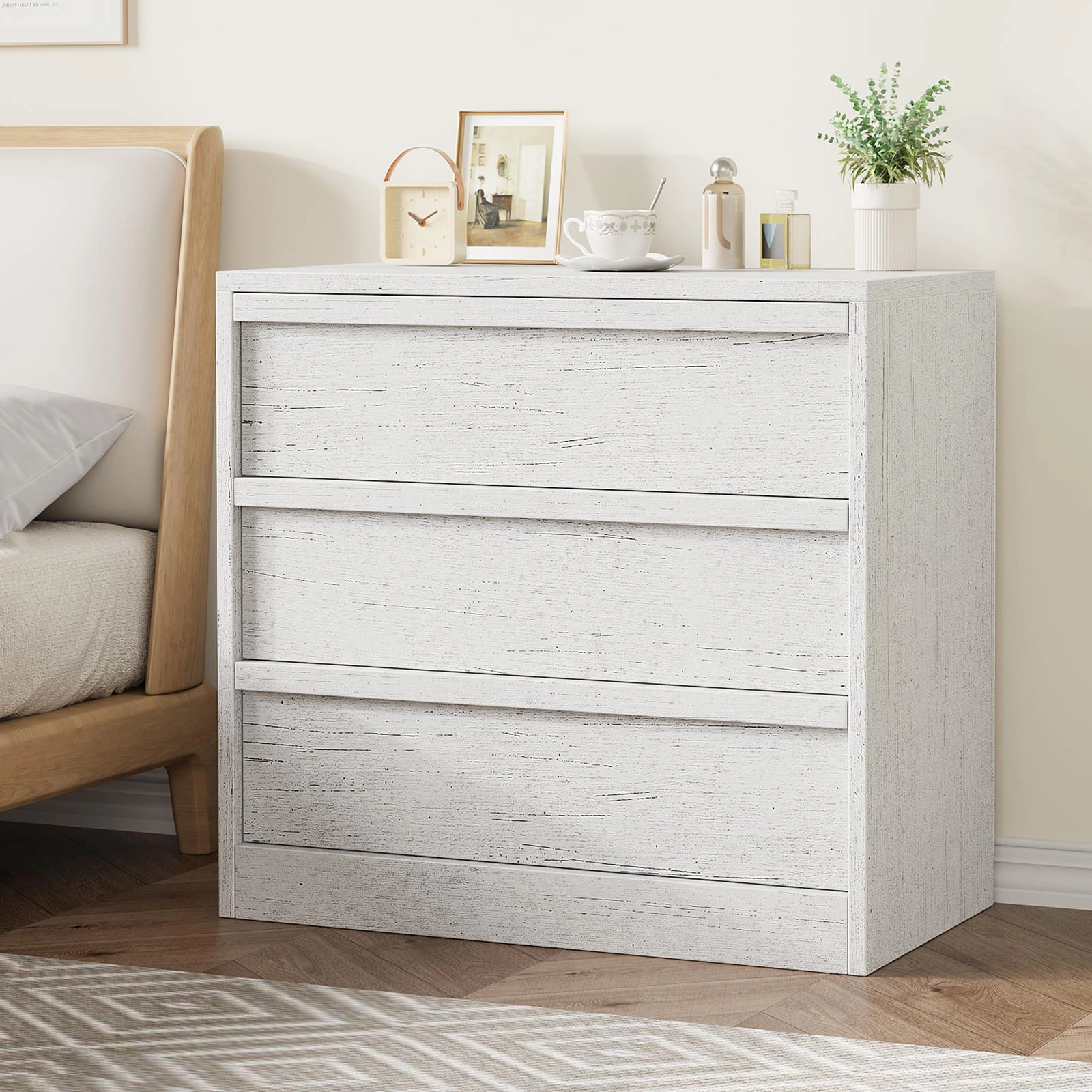 3 Drawer Dresser Nightstand, Modern Small Chest with Storage for Bedroom or Living Room